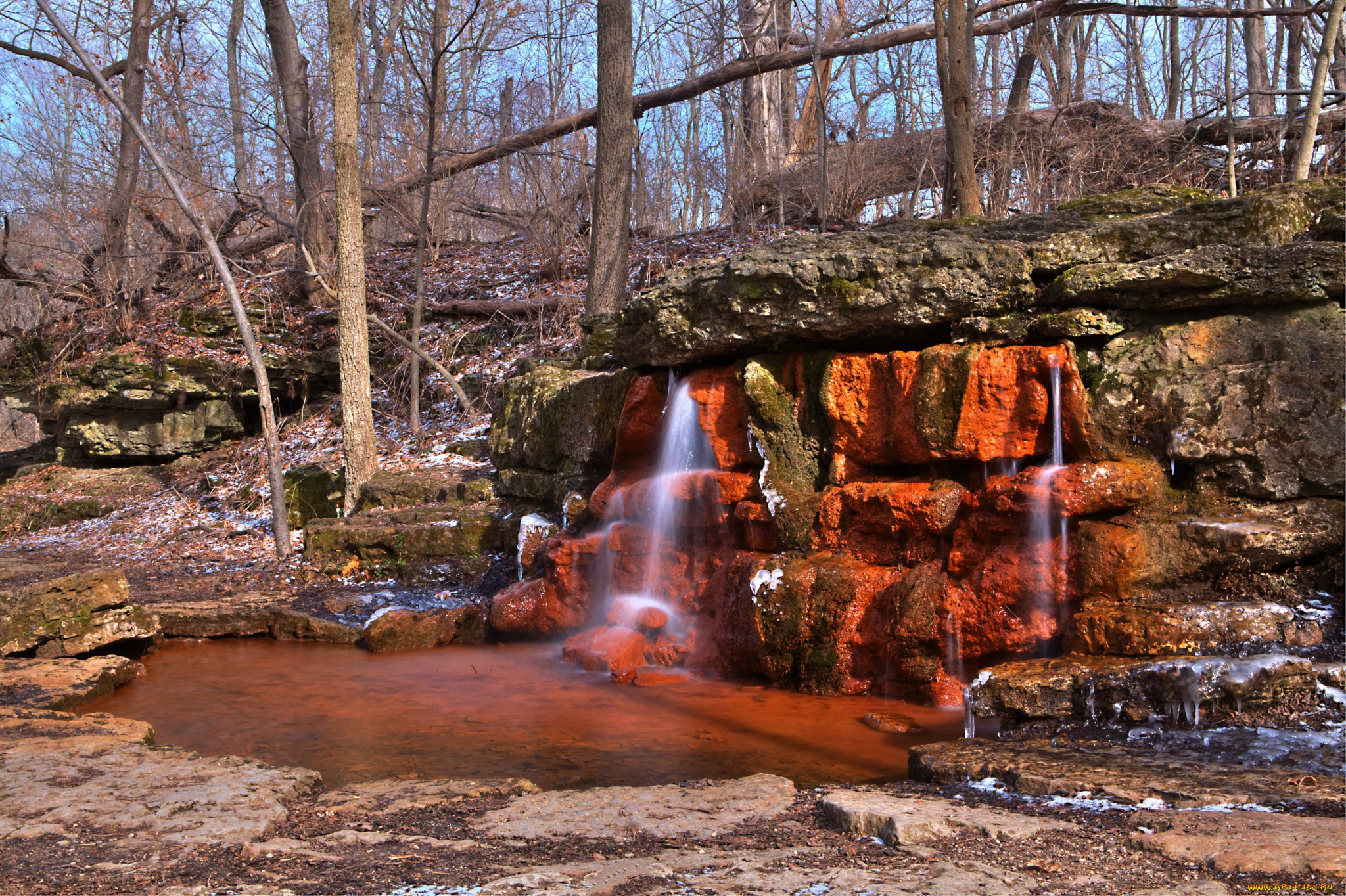 природа, водопады, водопад, река, лес