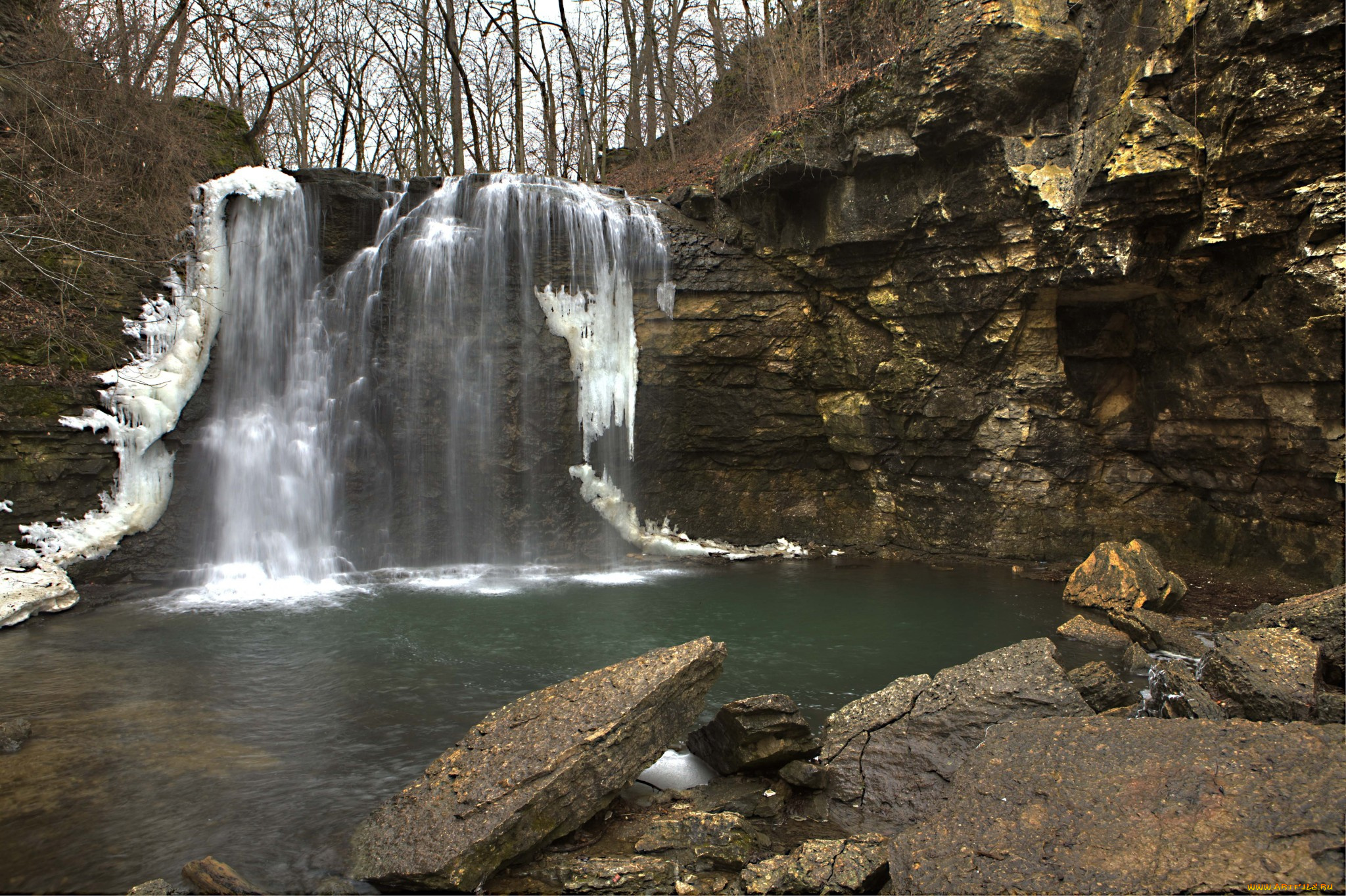 природа, водопады, водопад, река, лес
