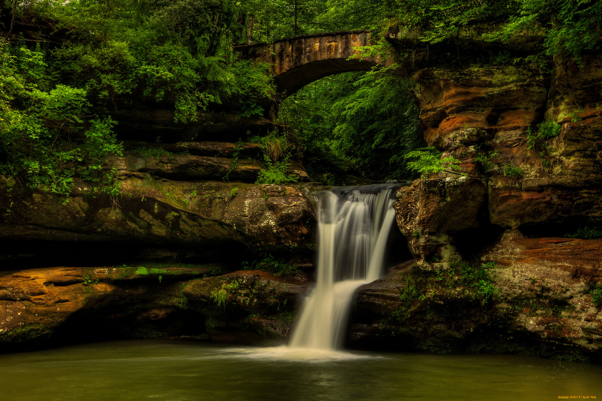 природа, водопады, водопад, лес, река