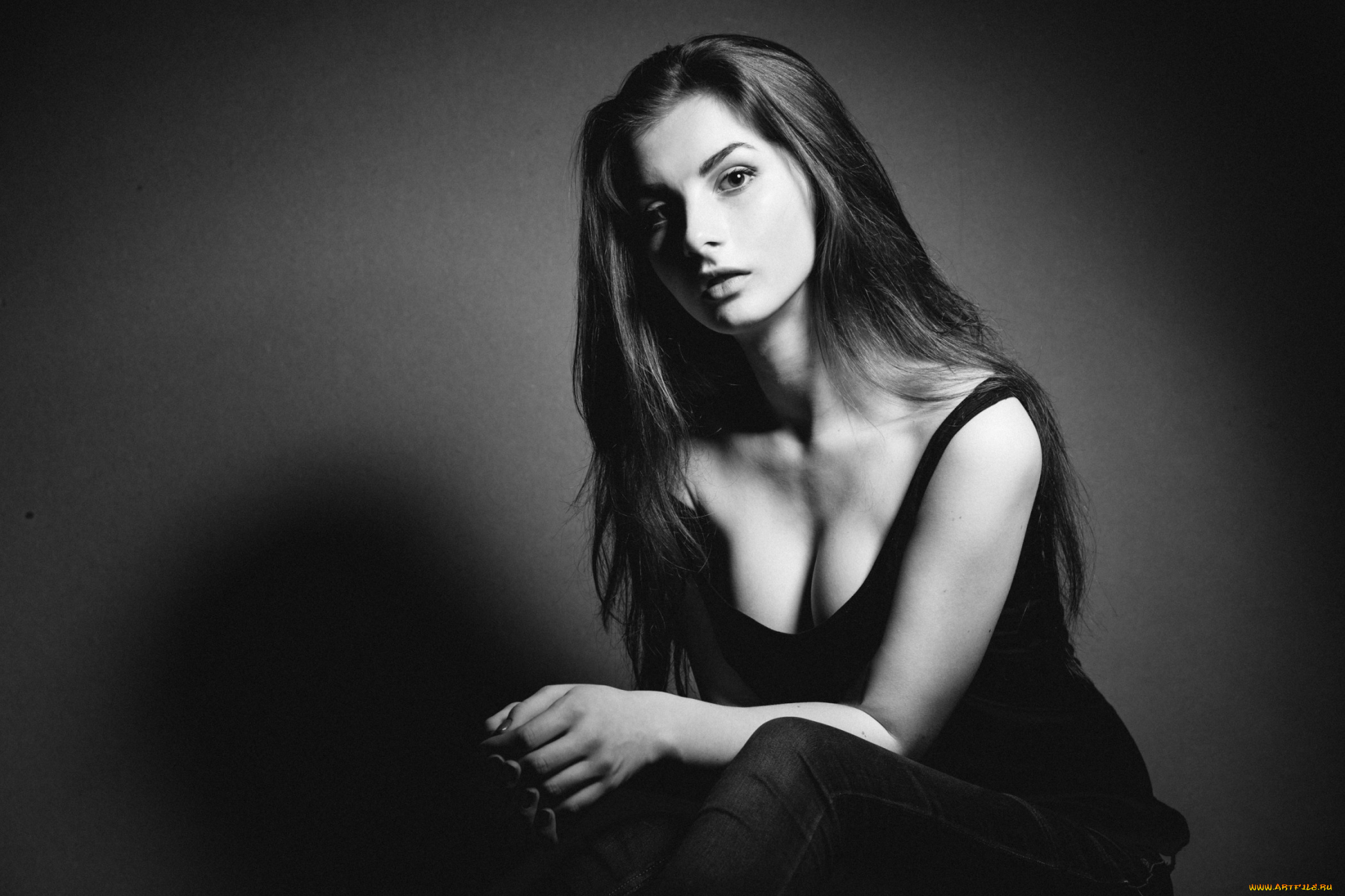 девушки, -unsort, , Черно-белые, обои, волосы