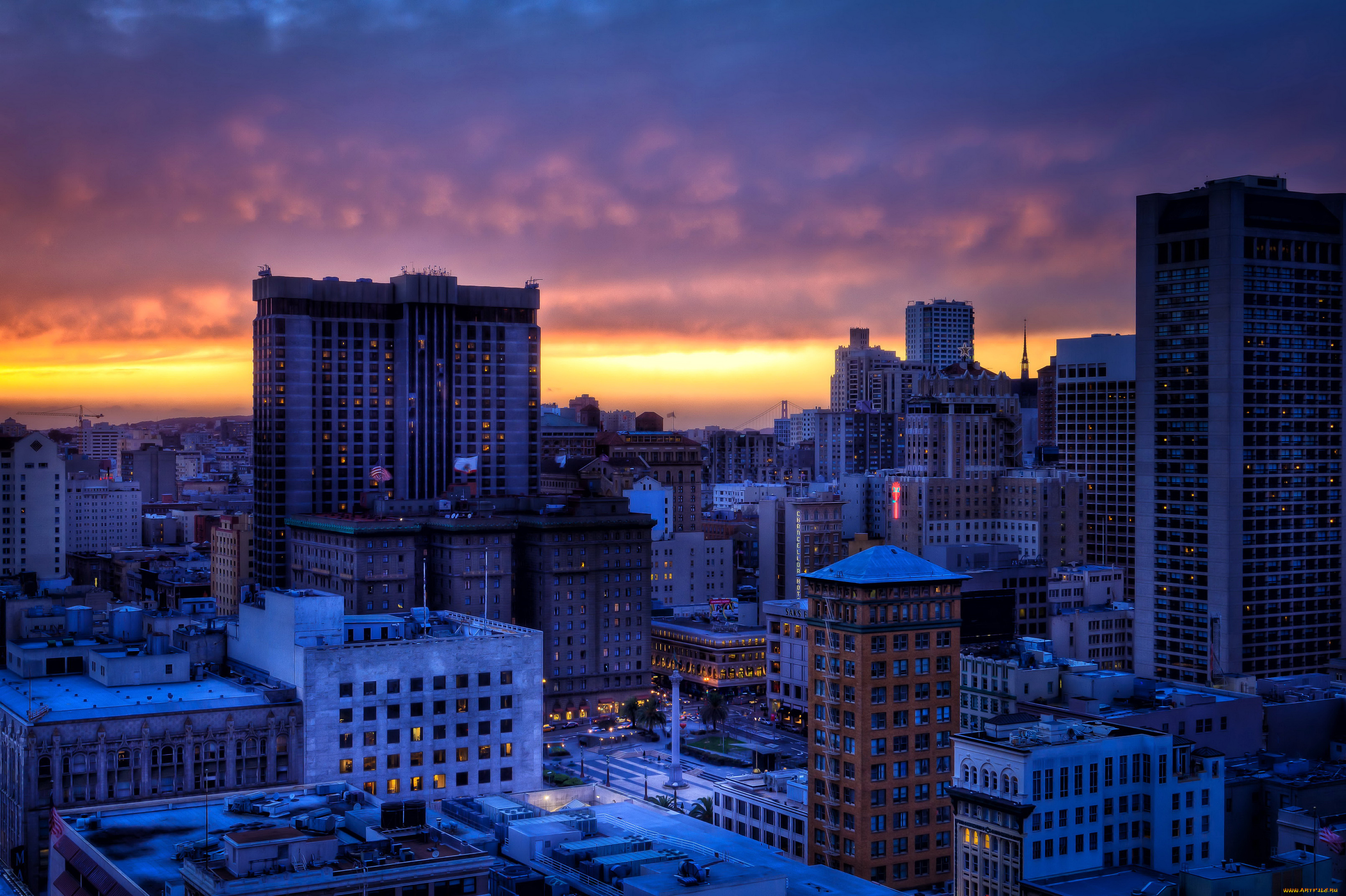 города, сан-франциско, , сша, калифорния, дома, сан-франциско, небоскребы, ночь, огни