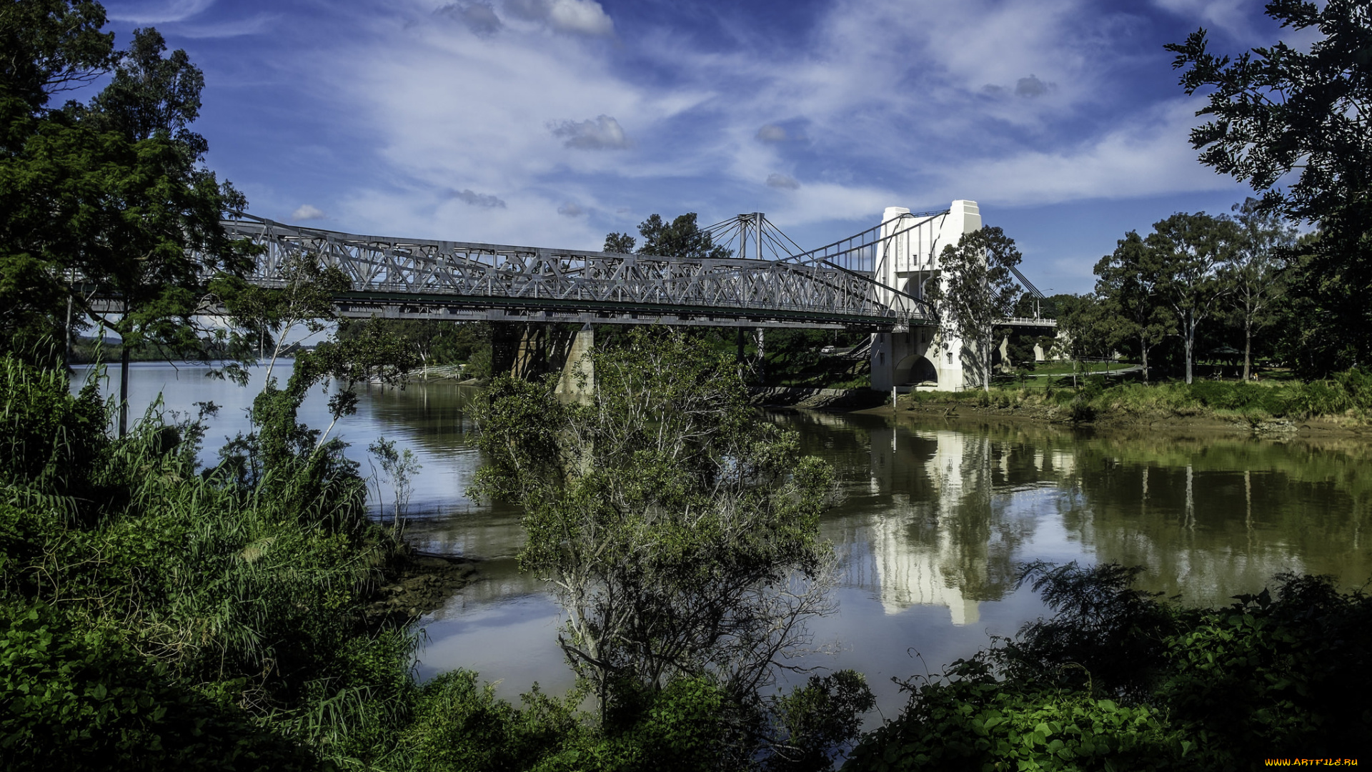 города, -, мосты, мост, природа, деревья, небо, пейзаж