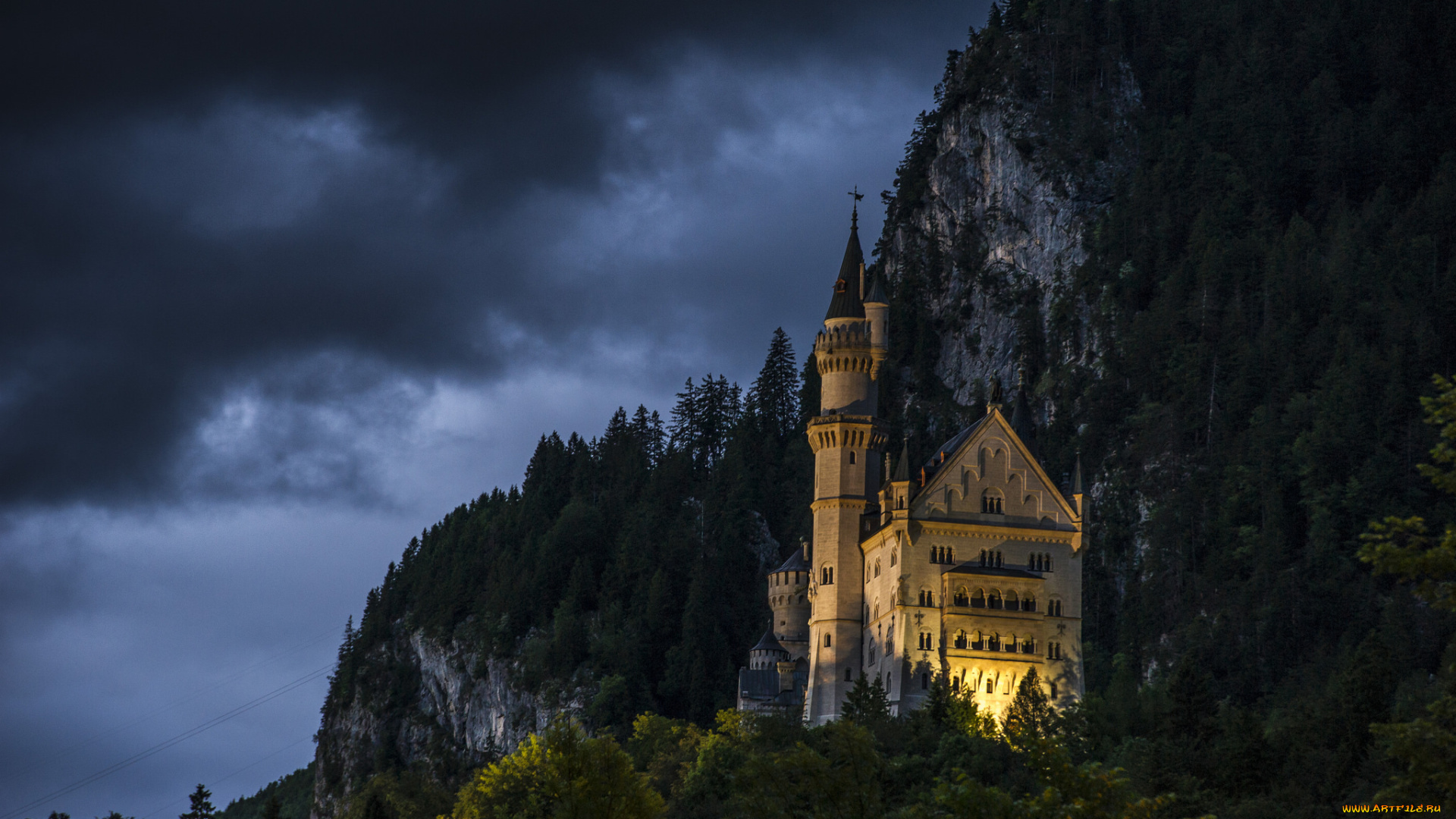 castle, neuschwanstein, , bavaria, , germany, города, замки, германии, свет, замок, ночь