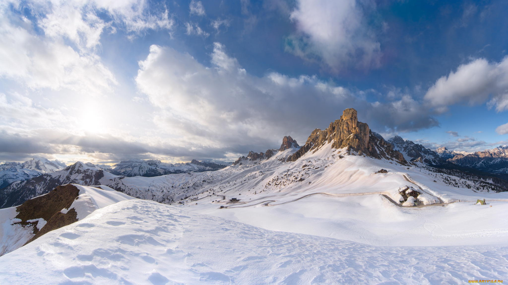 природа, горы, снег, зима