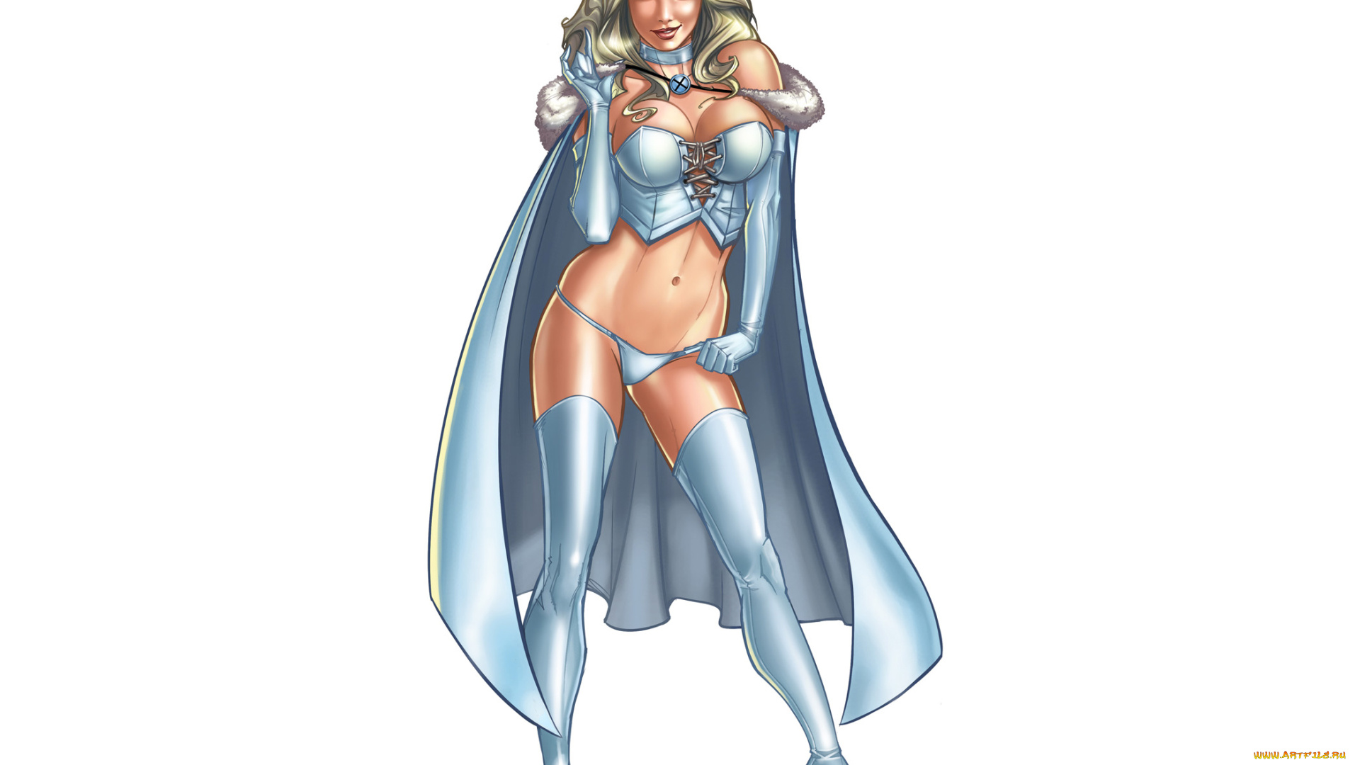 рисованное, комиксы, плащ, улыбка, взгляд, фон, девушка