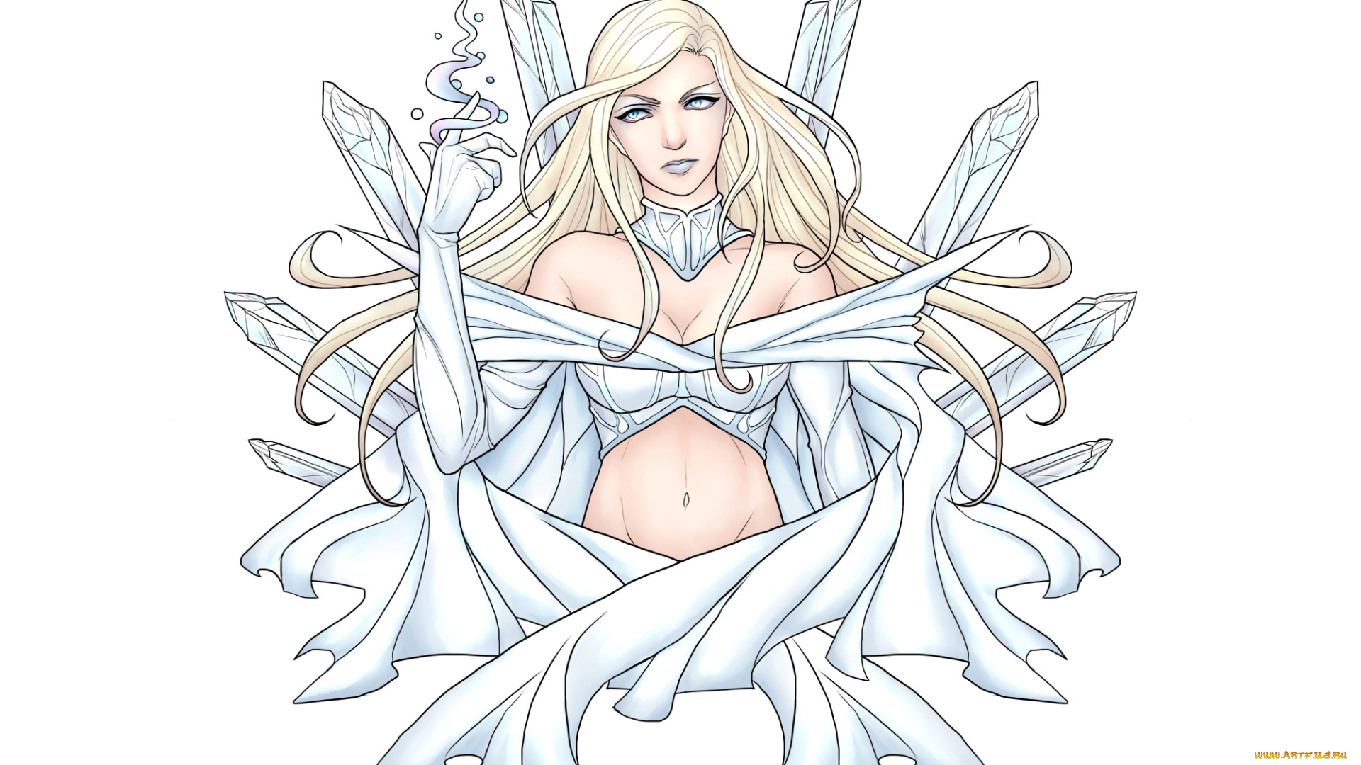 рисованное, комиксы, взгляд, фон, девушка