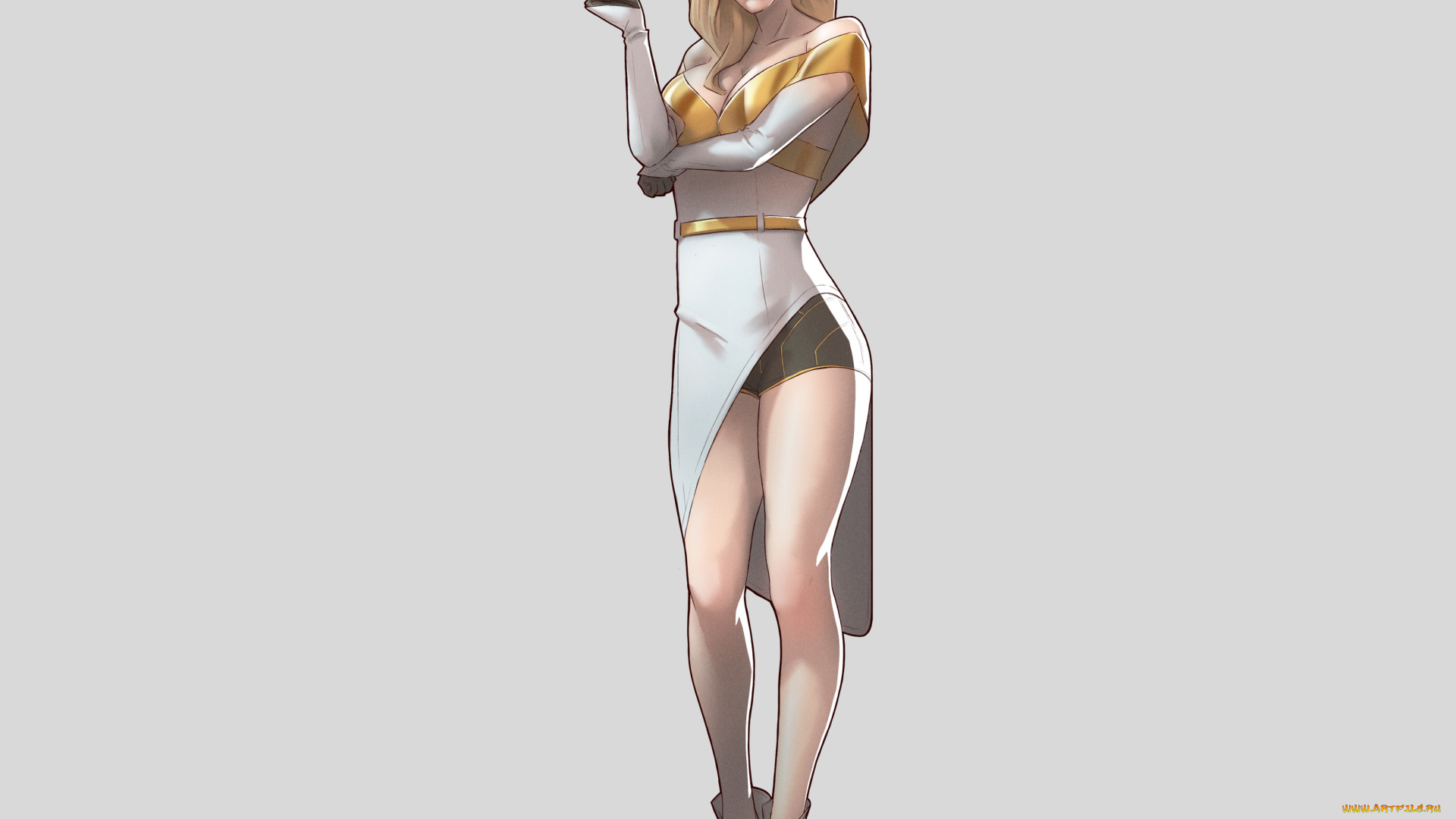 рисованное, люди, фон, девушка, платье, взгляд