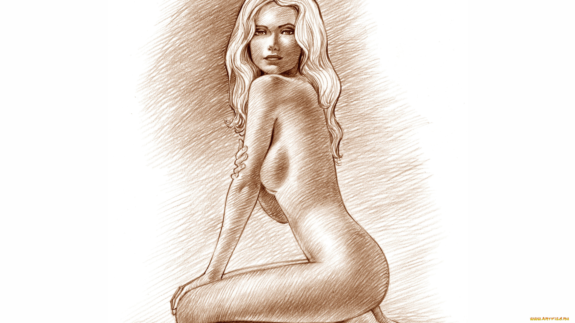 рисованное, люди, взгляд, фон, девушка