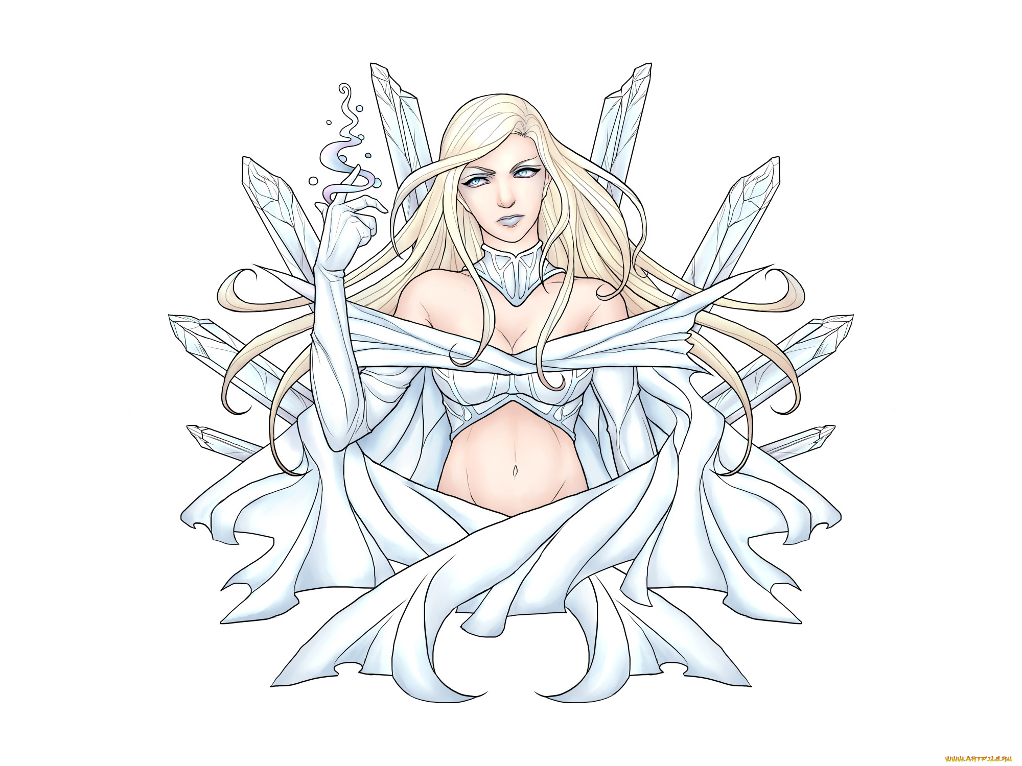 рисованное, комиксы, взгляд, фон, девушка