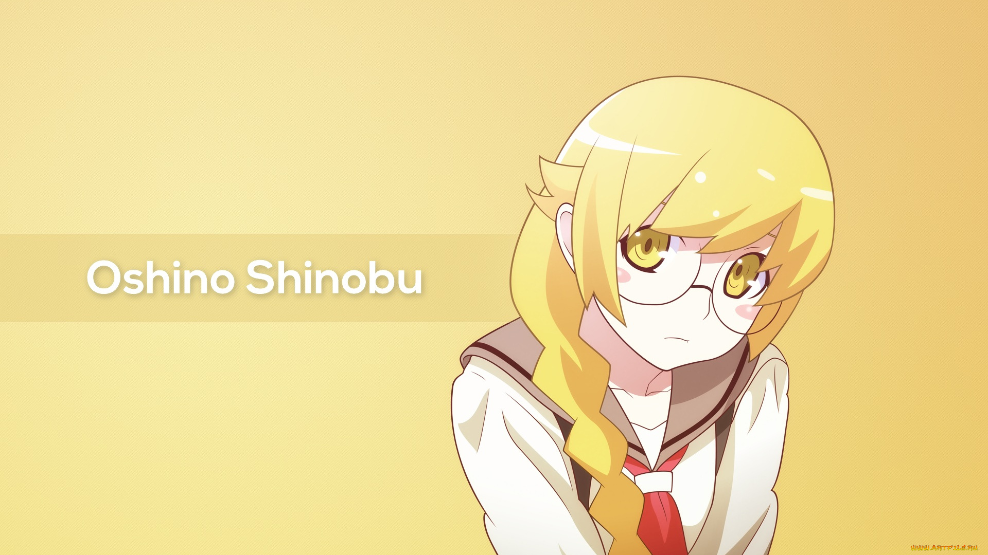 аниме, bakemonogatari, взгляд, девушка, фон