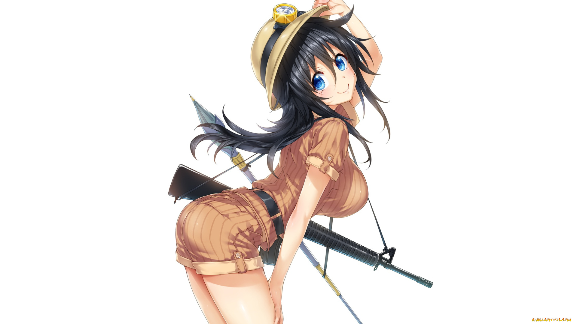 аниме, оружие, , техника, , технологии, взгляд, девушка, фон