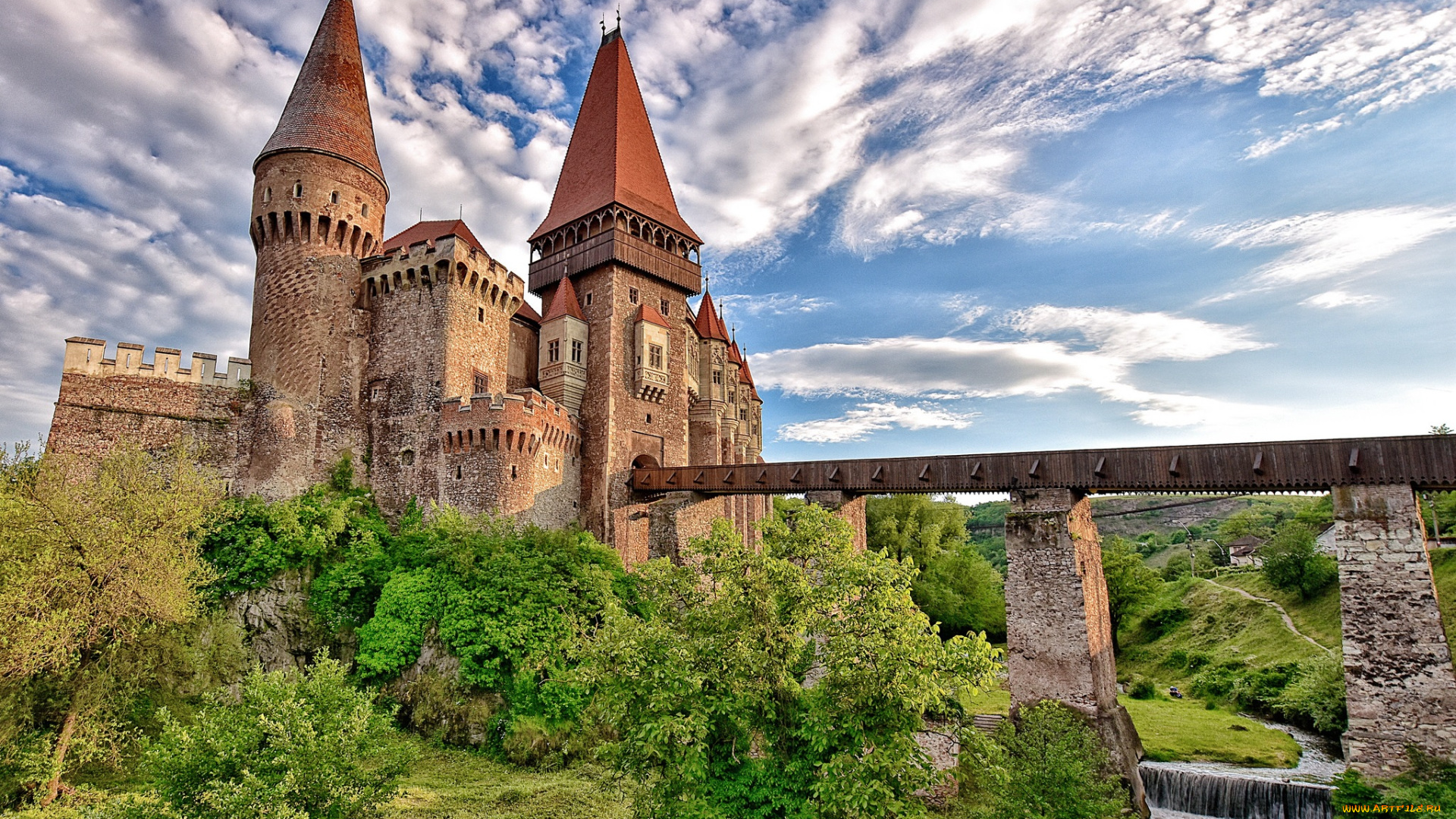 corvin, castle, города, -, дворцы, , замки, , крепости, мост, замок