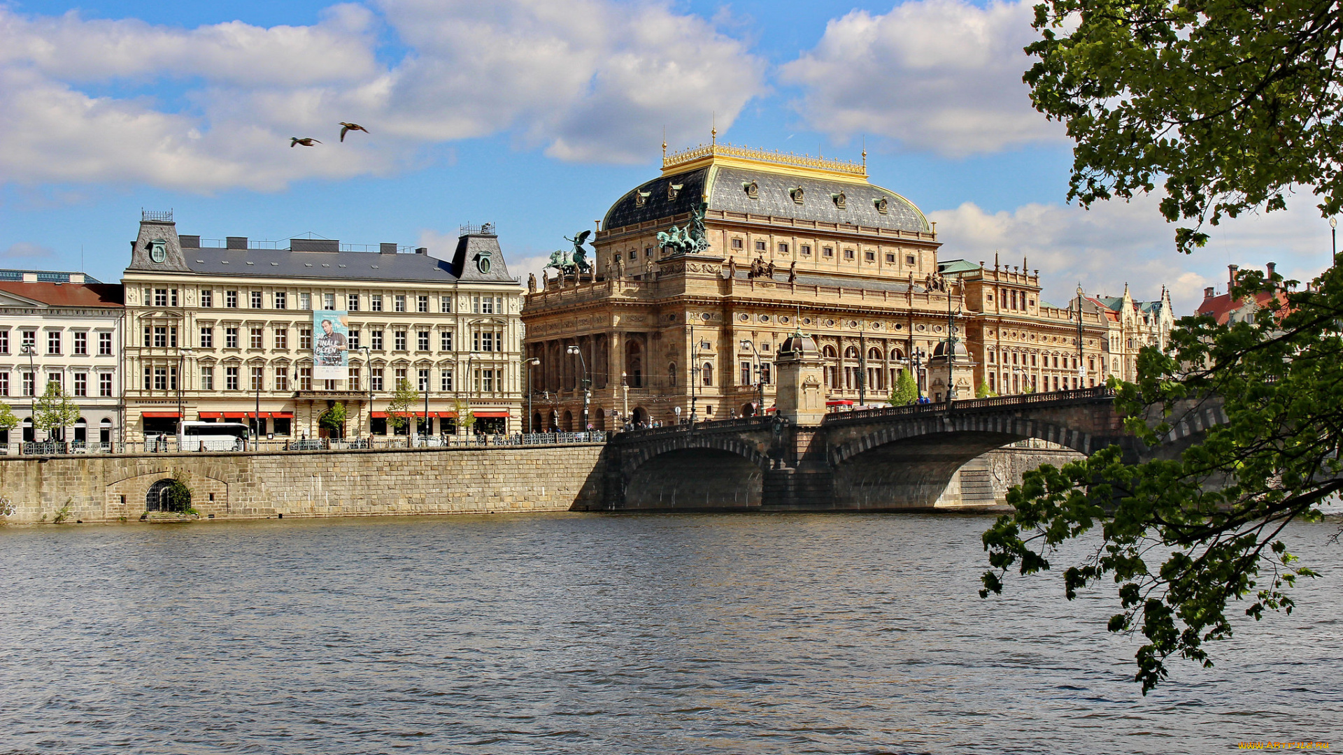 prague, national, theatre, города, парга, , греция, мост, река