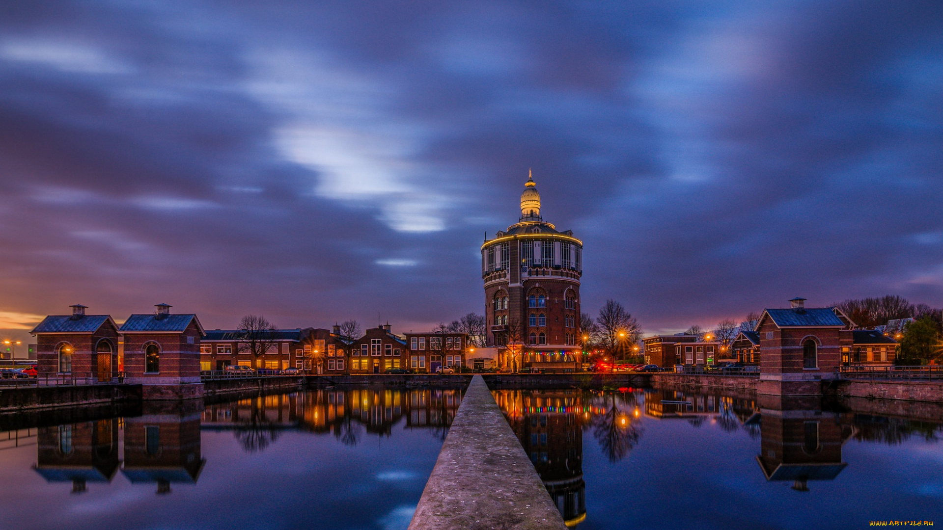 rotterdam, города, -, огни, ночного, города, огни, ночь