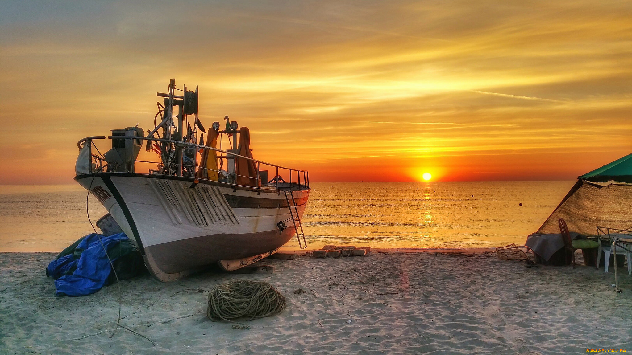 корабли, баркасы, , , буксиры, рассвет