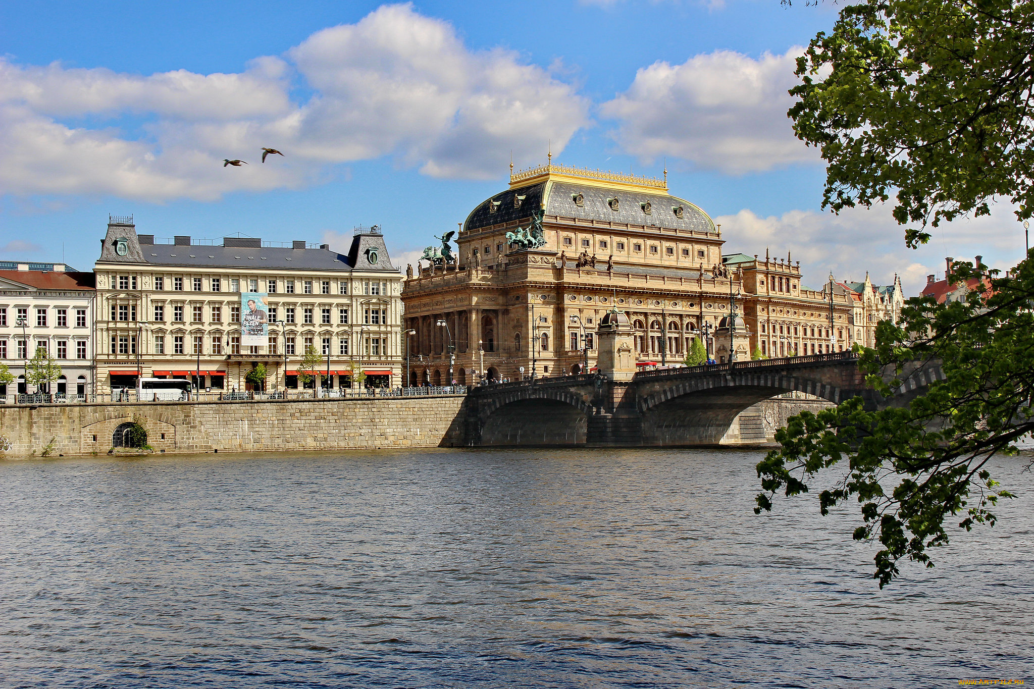 prague, national, theatre, города, парга, , греция, мост, река