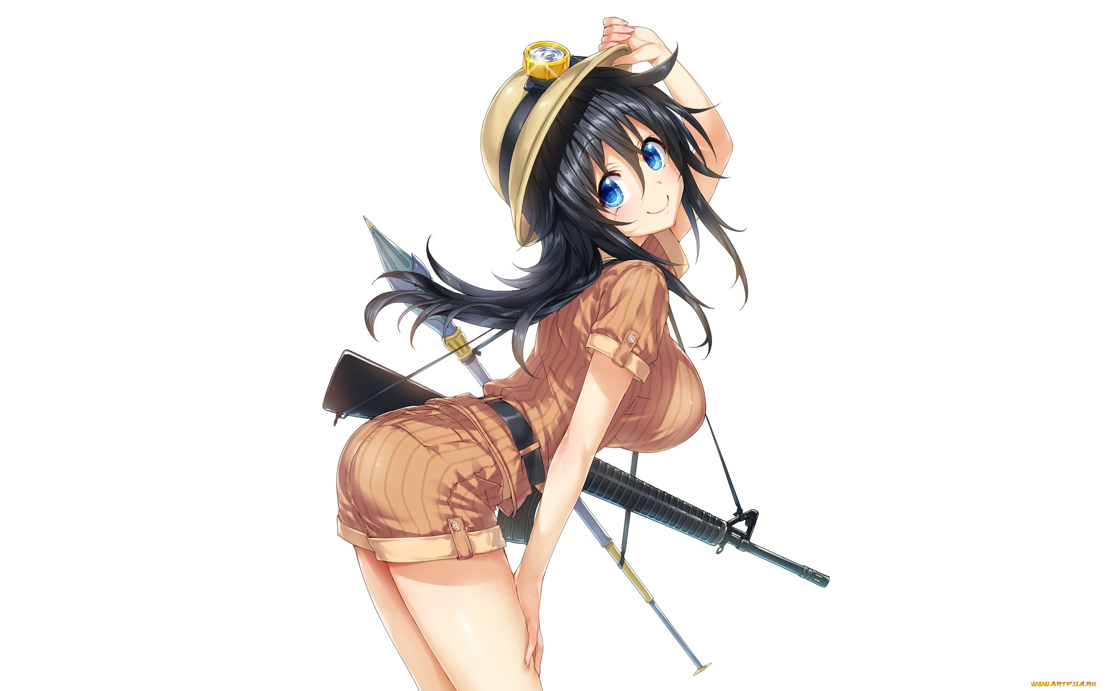 аниме, оружие, , техника, , технологии, взгляд, девушка, фон