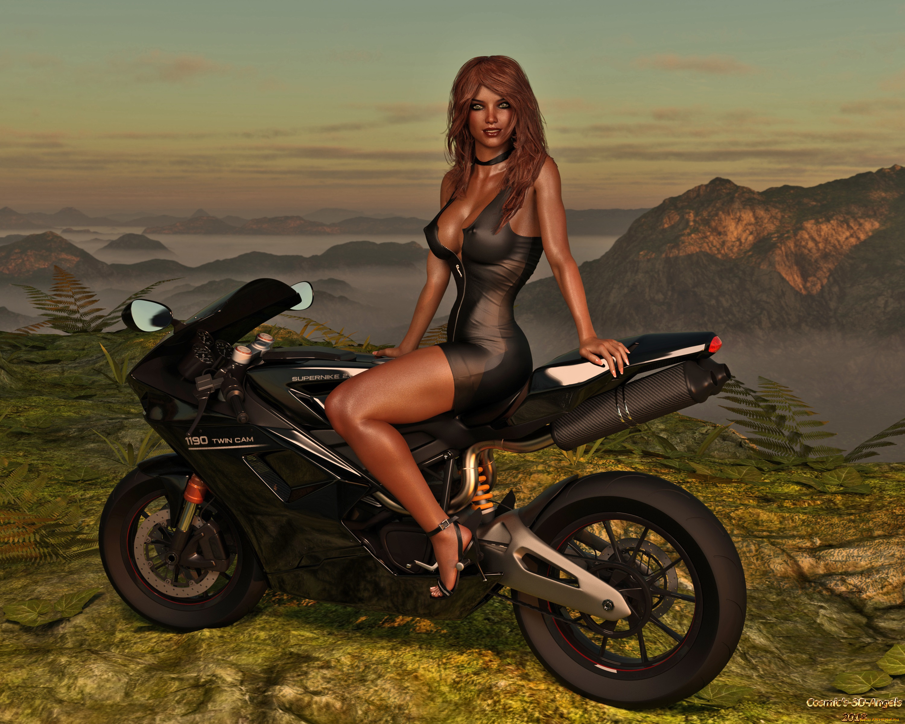 3д, графика, люди-авто, мото, , people-, car, , , moto, фон, взгляд, девушка