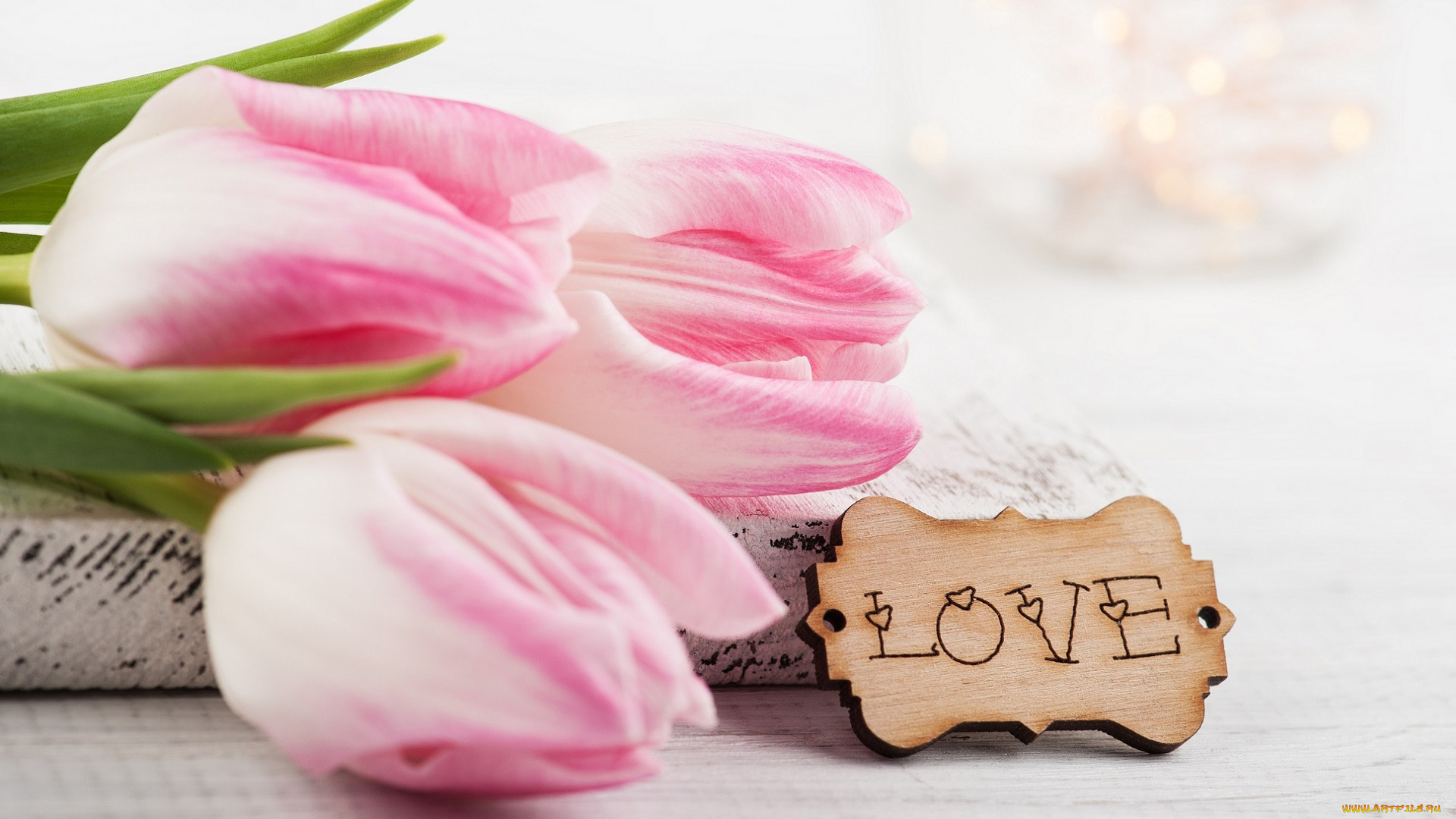 праздничные, день, святого, валентина, , сердечки, , любовь, тюльпаны, надпись