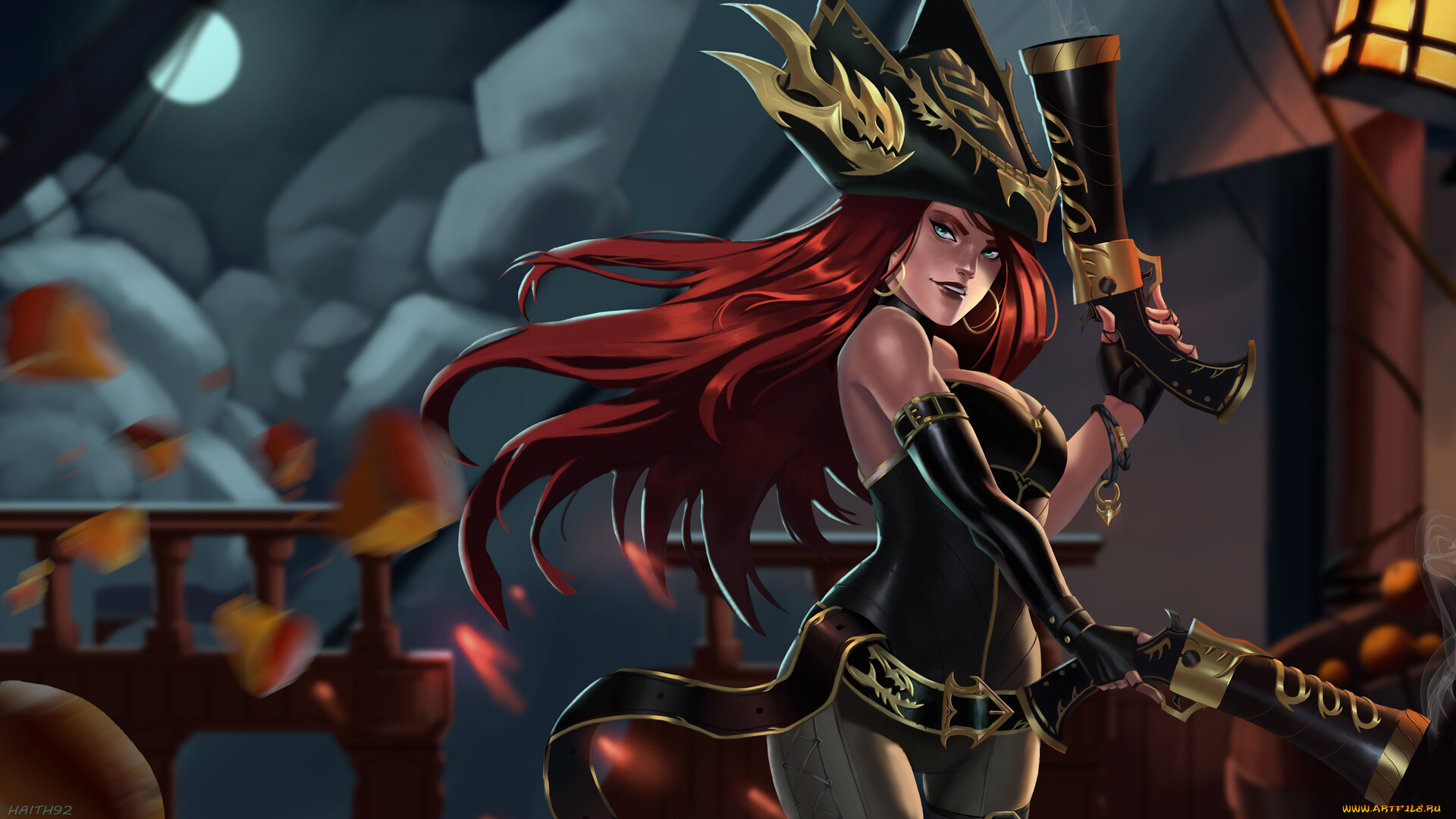 видео, игры, league, of, legends, мисс, фортуна, шляпа, оружие, корабль, miss, fortune