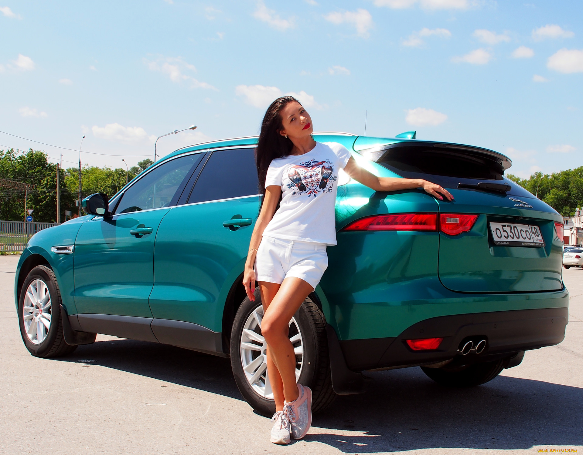 автомобили, -авто, с, девушками, jaguar, f-pace, wild, cat