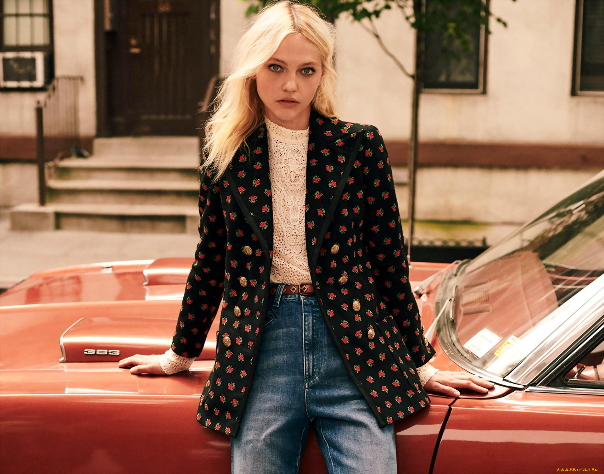 девушки, саша, пивоварова, модель, блондинка, жакет, джинсы, машина