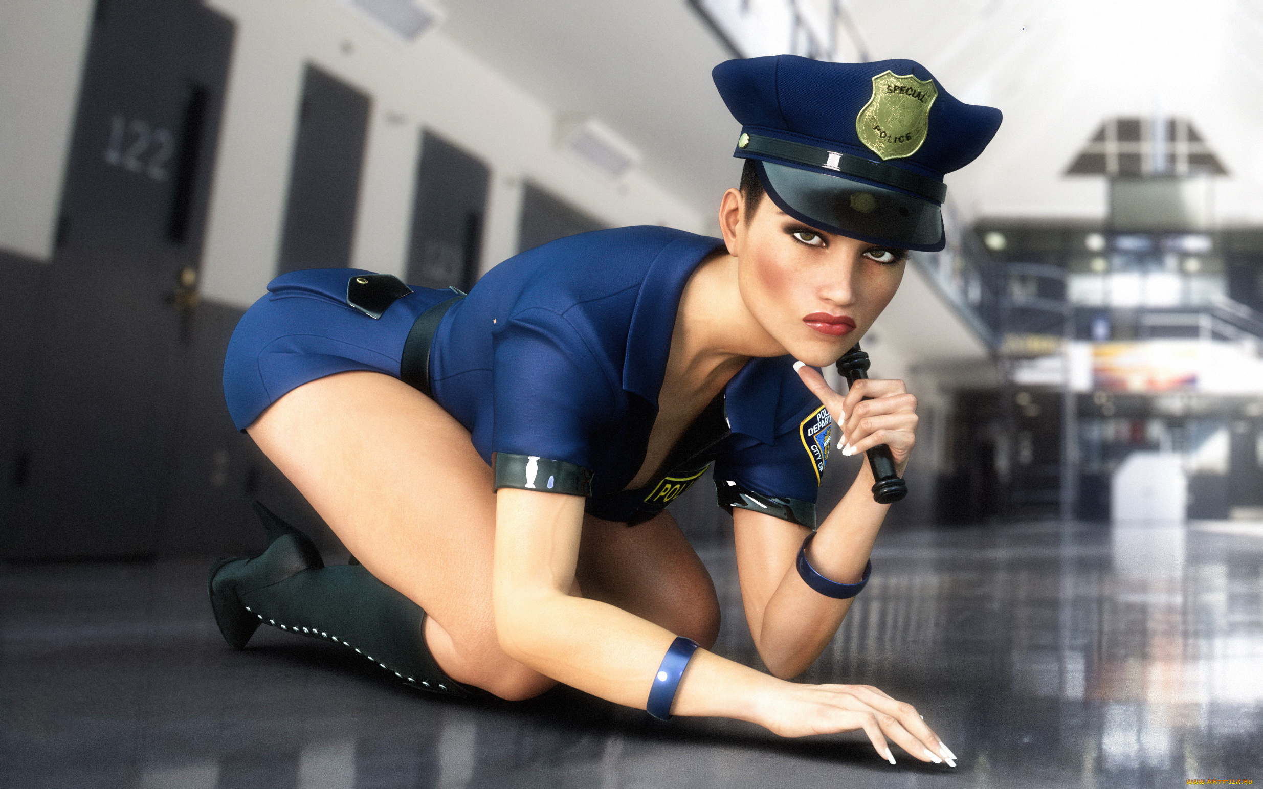 3д, графика, люди, , people, девушка, фон, взгляд, униформа