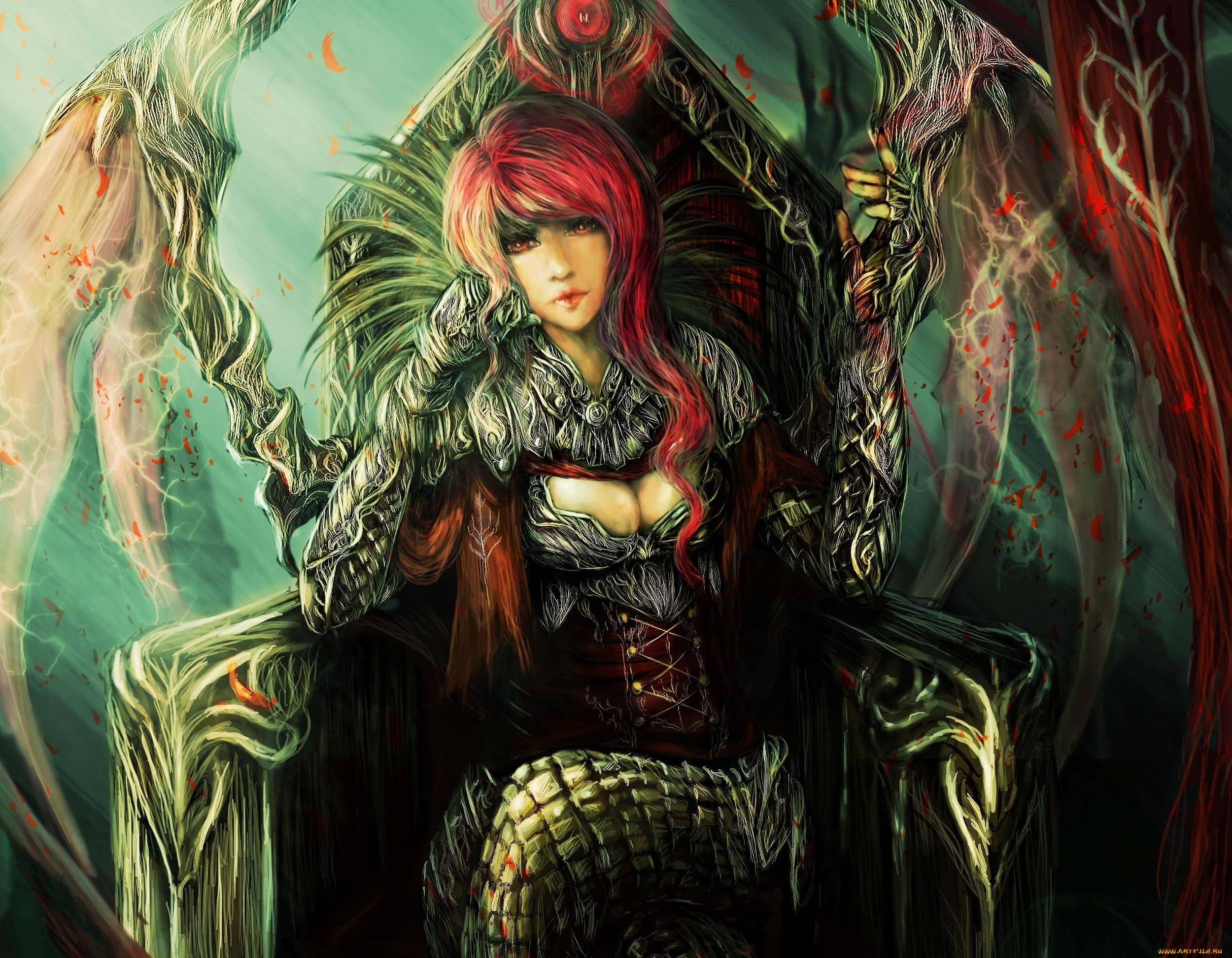 фэнтези, девушки, девушка, трон