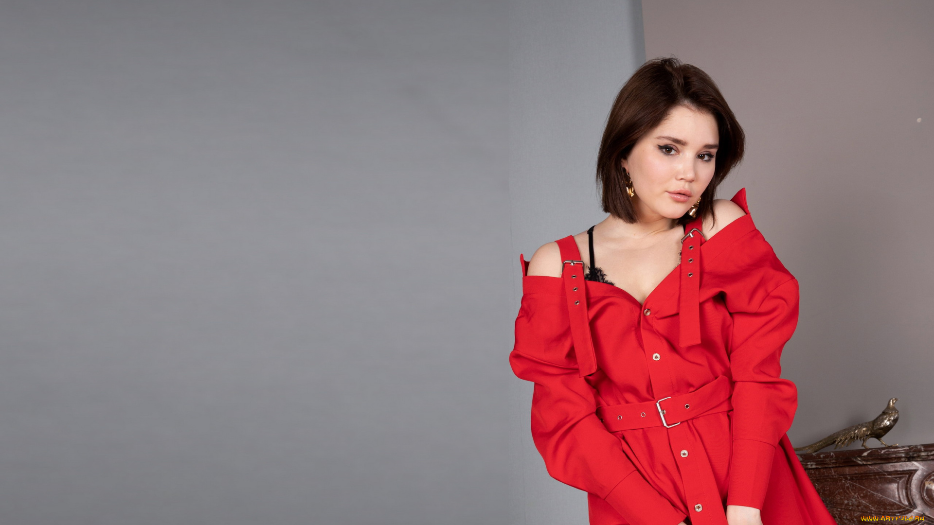 девушки, malena, fendi, красное, платье