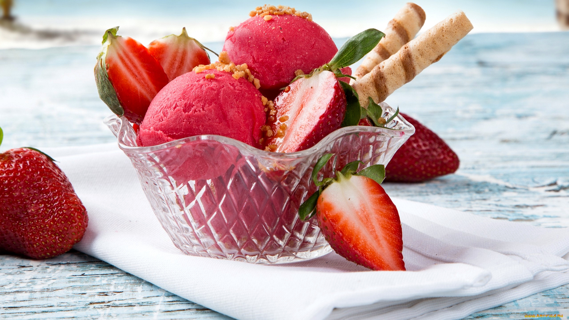 еда, мороженое, , десерты, клубника, печенье