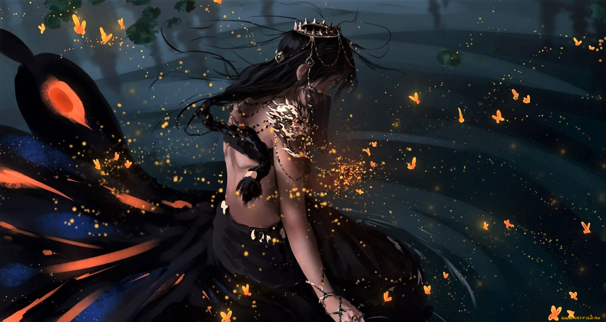 фэнтези, _ghost, blade, , , призрачный, клинок, девушка, бабочки