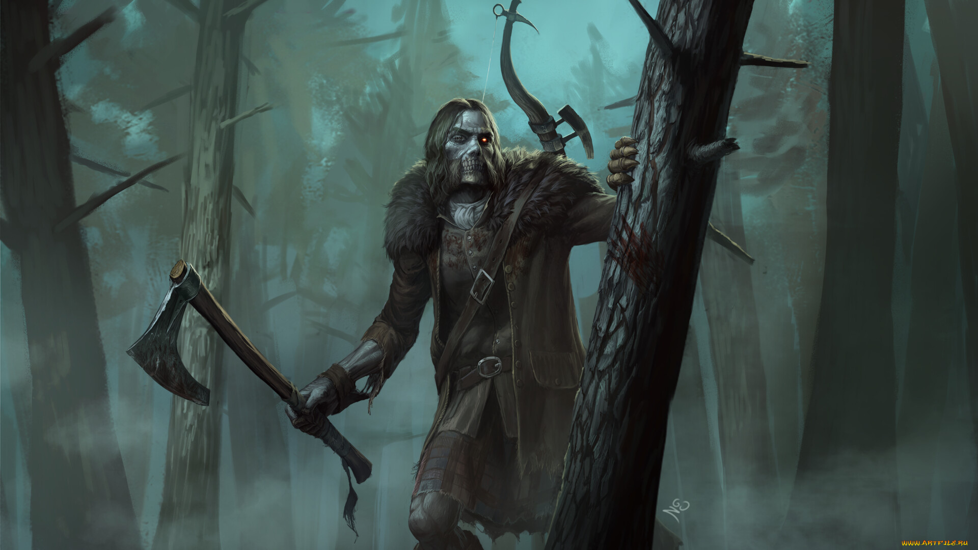 видео, игры, world, of, warcraft, воин, топор, лес