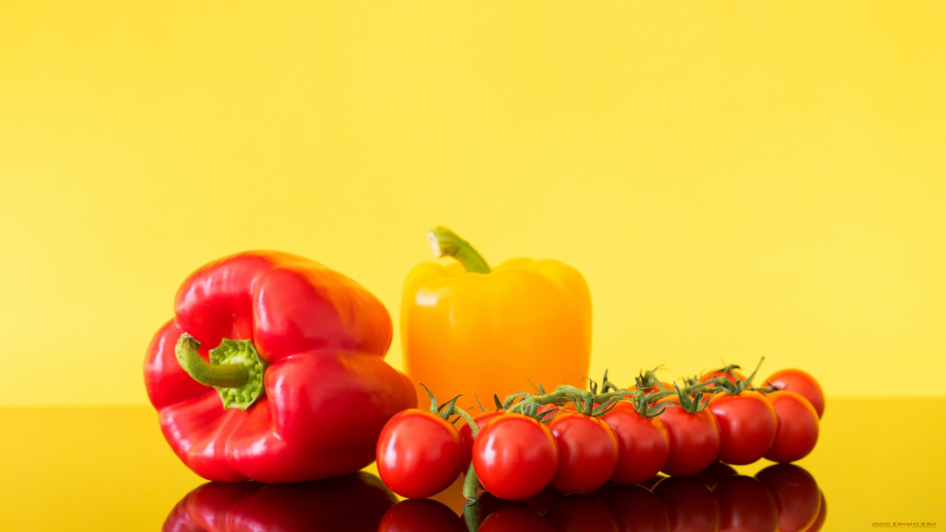 еда, овощи, красный, желтый, перец, помидоры, черри