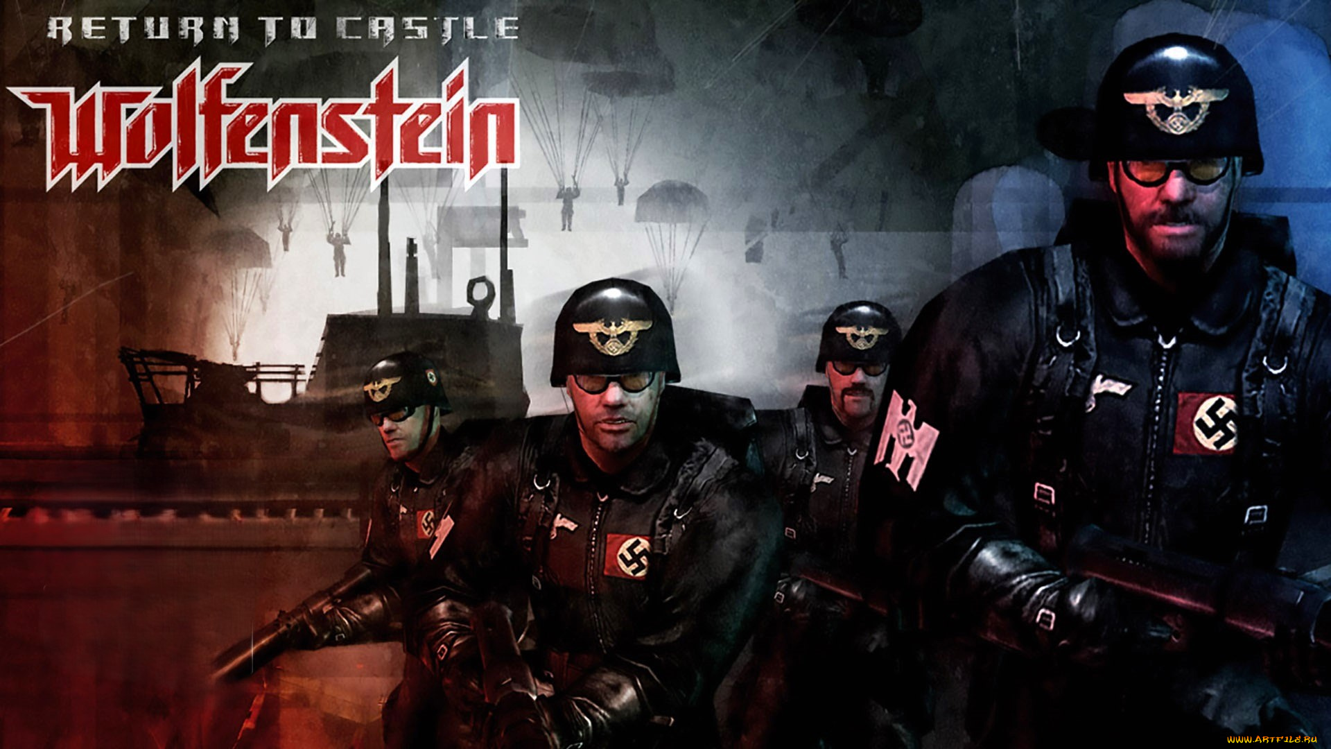 видео, игры, return, to, castle, wolfenstein, фашисты, оружие, десант