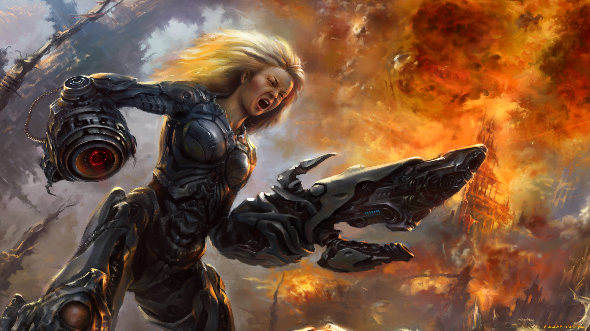 фэнтези, роботы, киборги, механизмы, девушка, eldar, zakirov