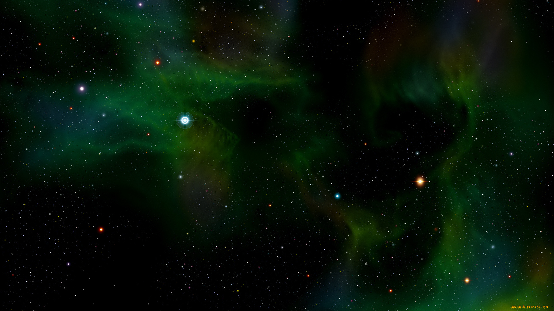 космос, звезды, созвездия, хаббл, телескоп, снимок, зеленый