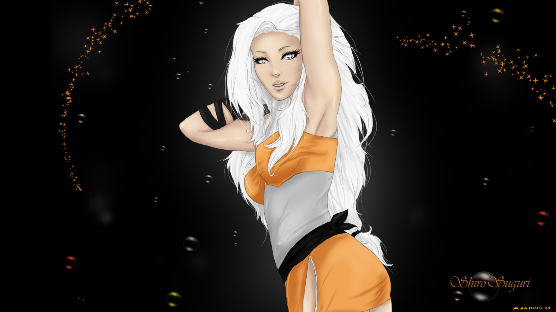 рисованные, люди, блондинка