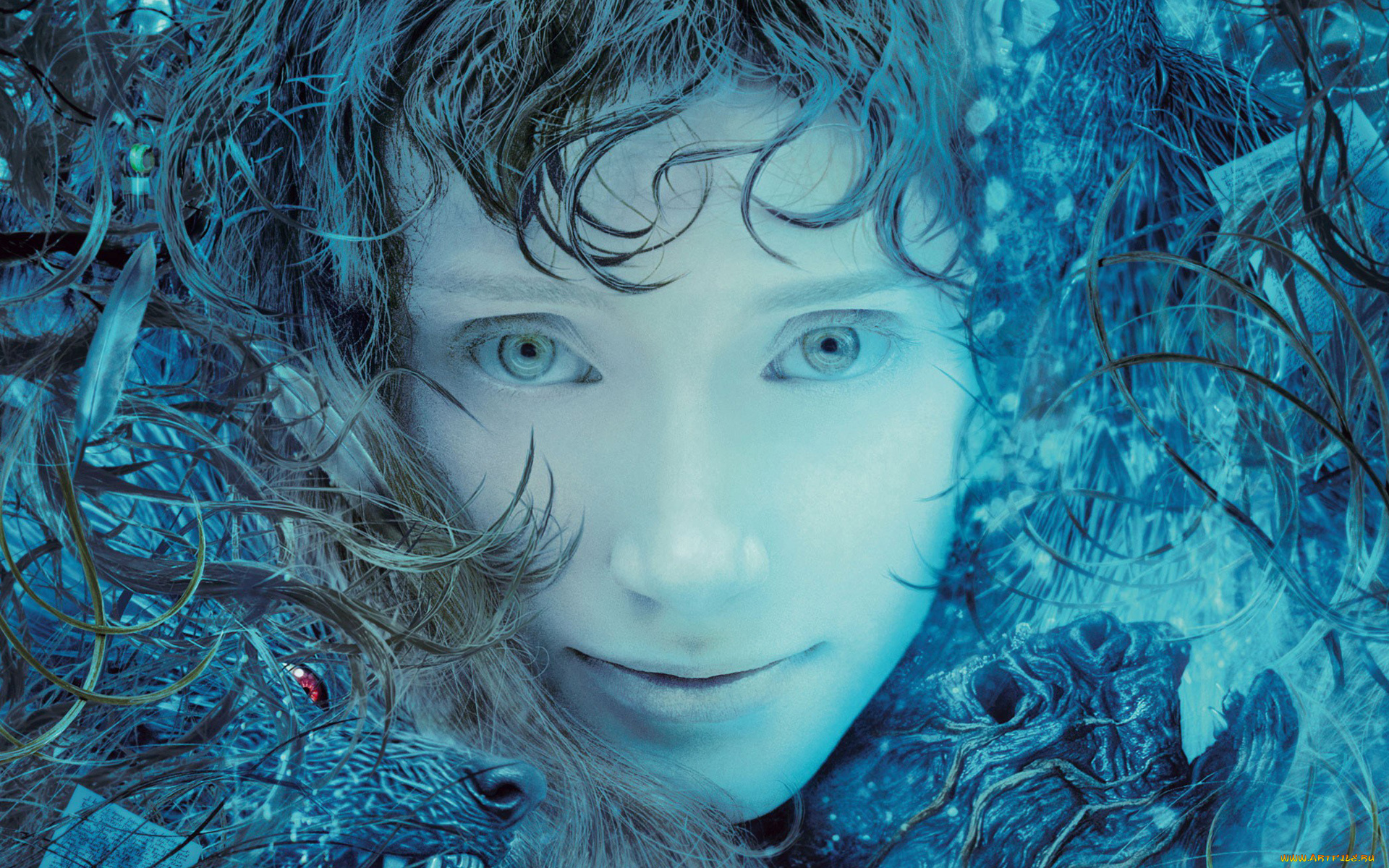 девушка, из, воды, 2006, кино, фильмы, lady, in, the, water, лицо, вода, синий, волосы