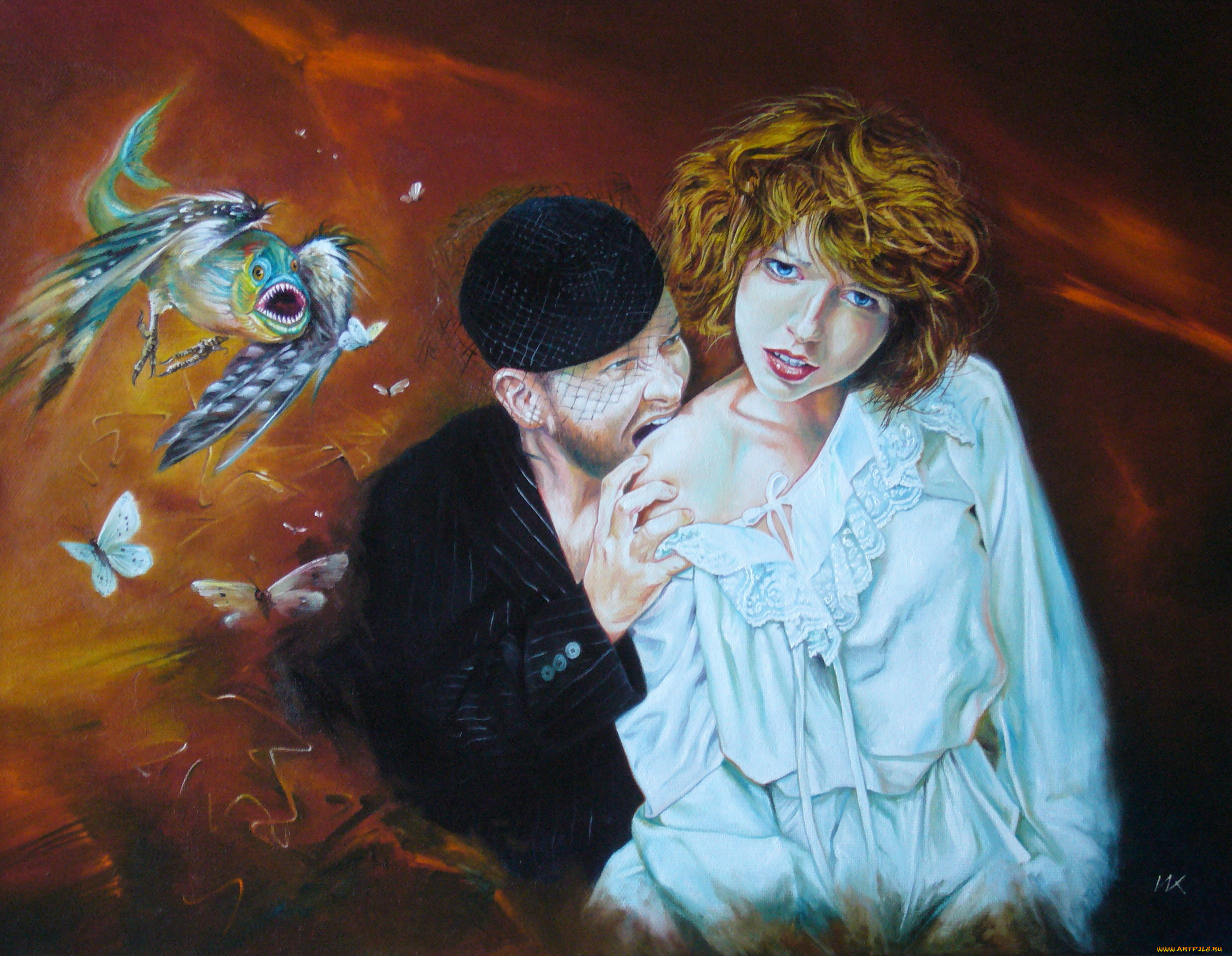 wlodzimierz, kuklinski, фэнтези, люди, девушка, мужик, рыба, птица, бабочки