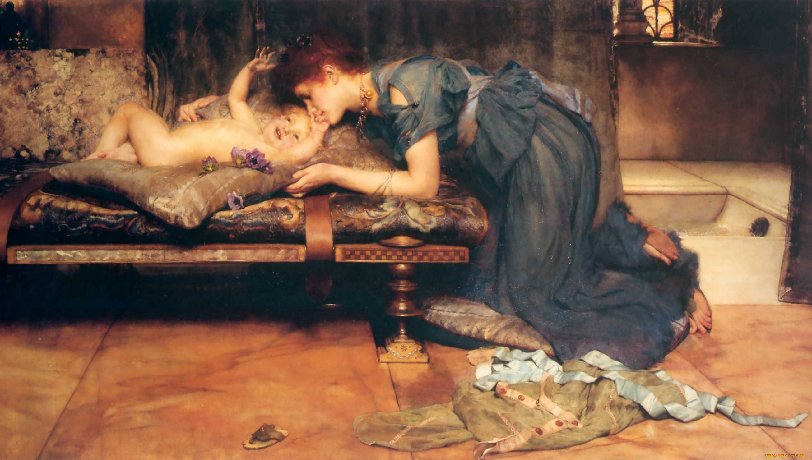 lawrence, alma, tadema, an, earthly, paradise, рисованные, мать, дитя