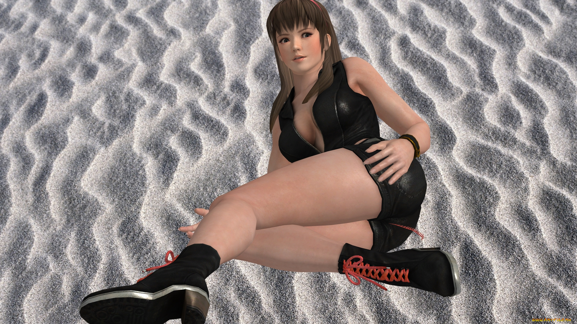 3д, графика, anime, аниме, девушка, песок