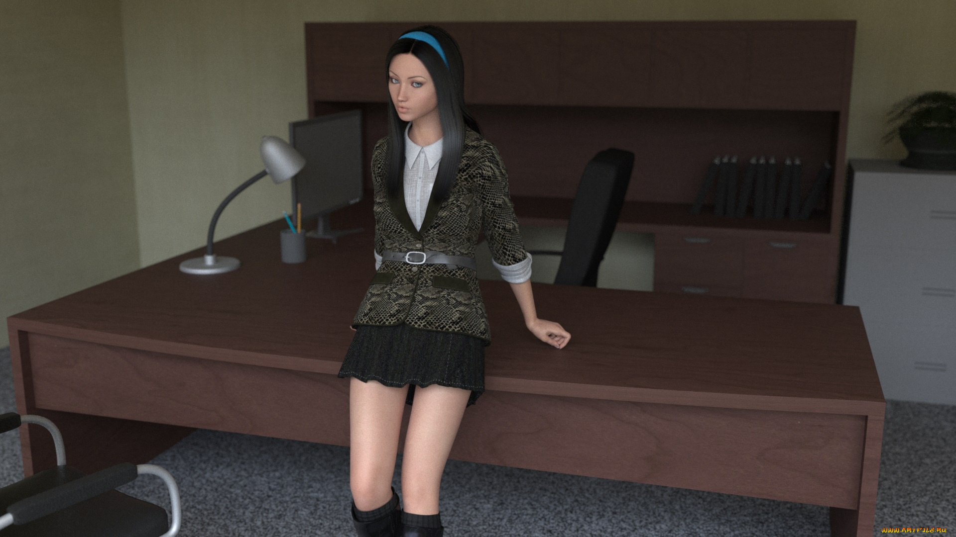 3д, графика, people, люди, девушка, стол