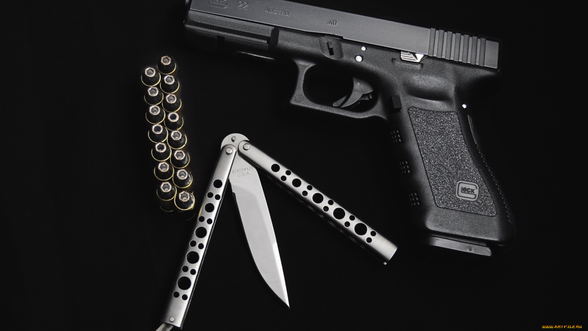 оружие, нож, пули, пистолет