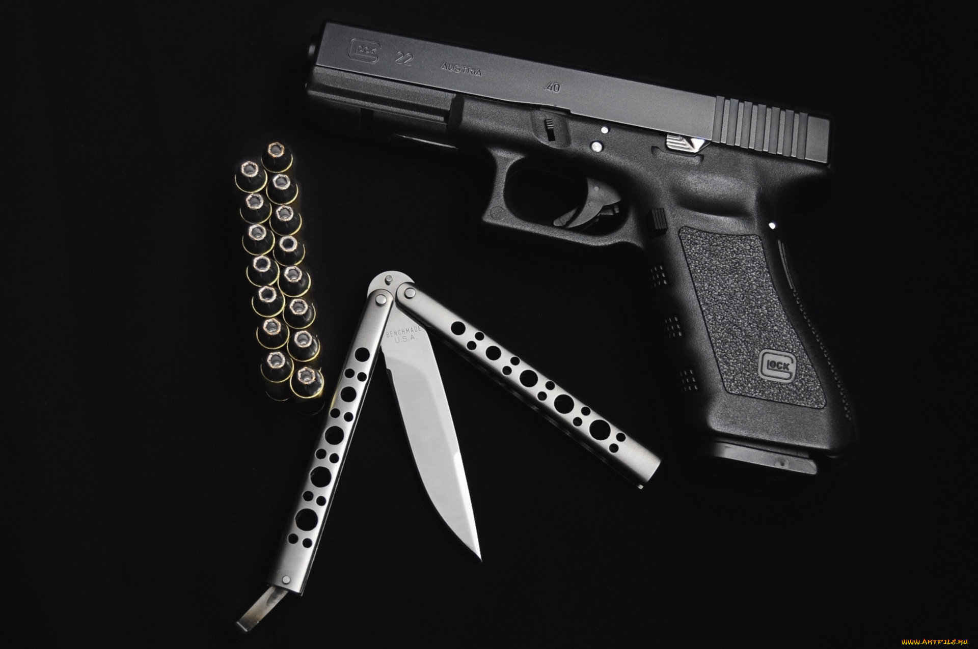 оружие, нож, пули, пистолет