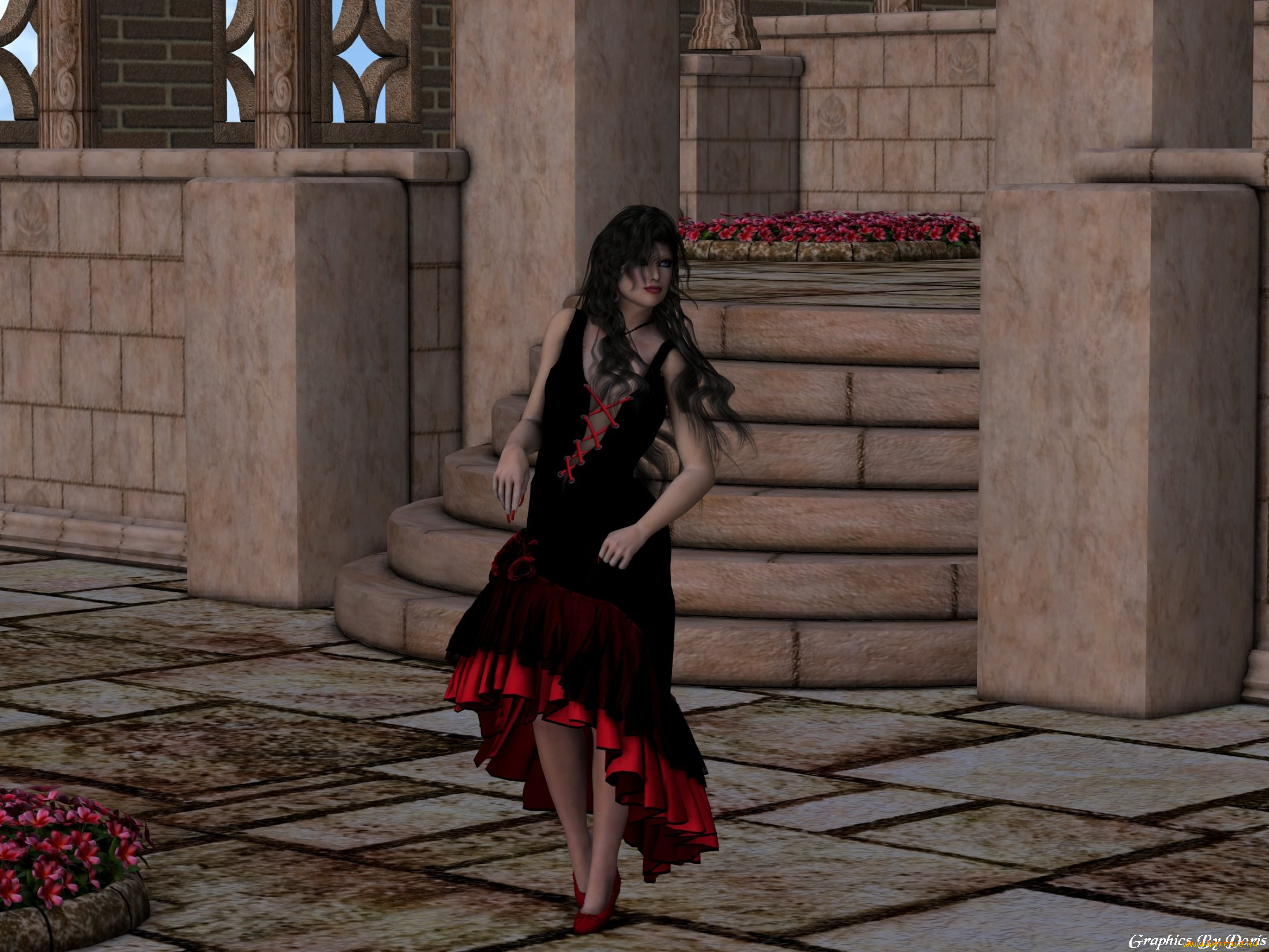 3д, графика, people, люди, garden, serenade