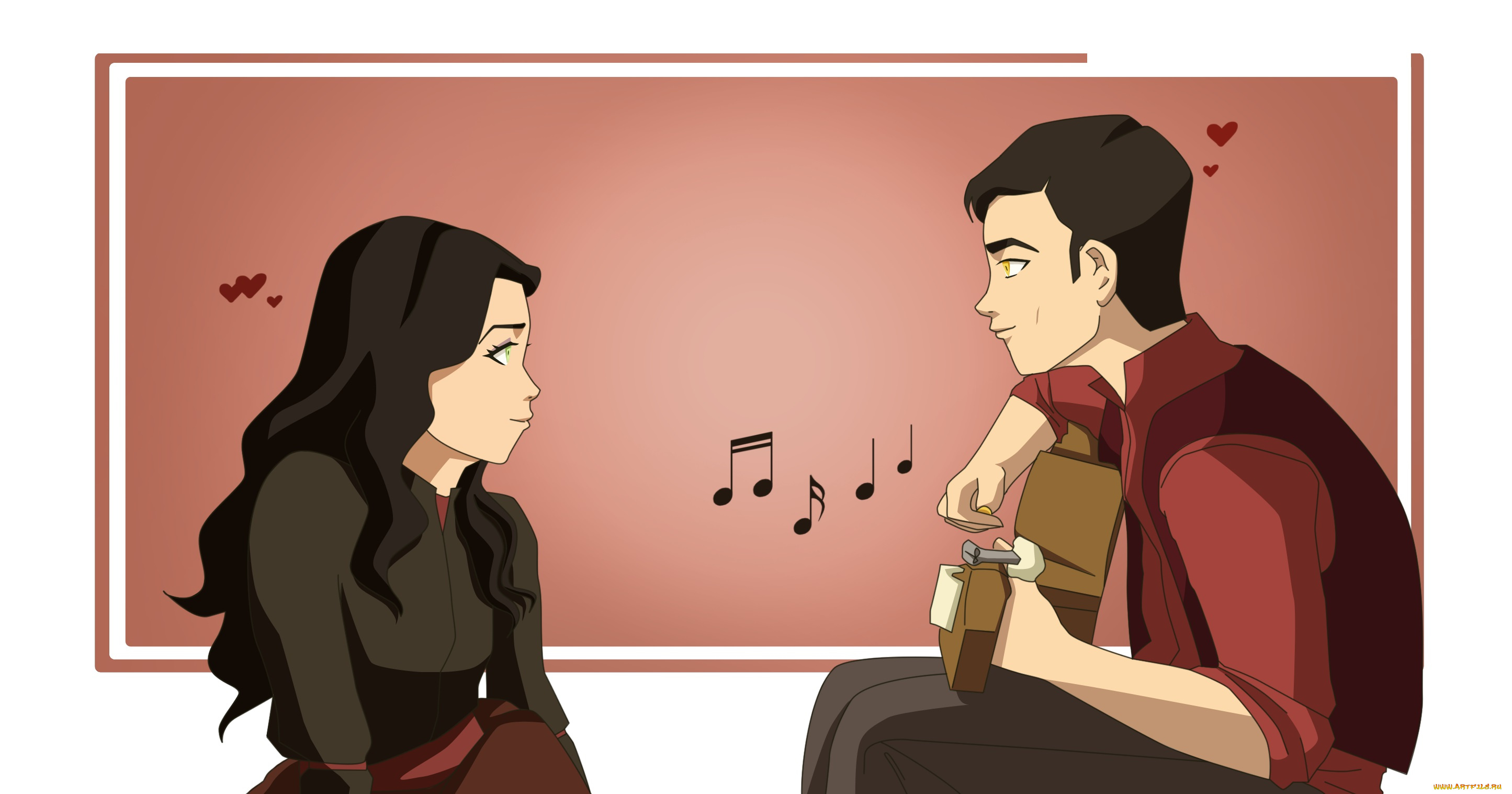 рисованные, люди, девушка, мальчик, гитара