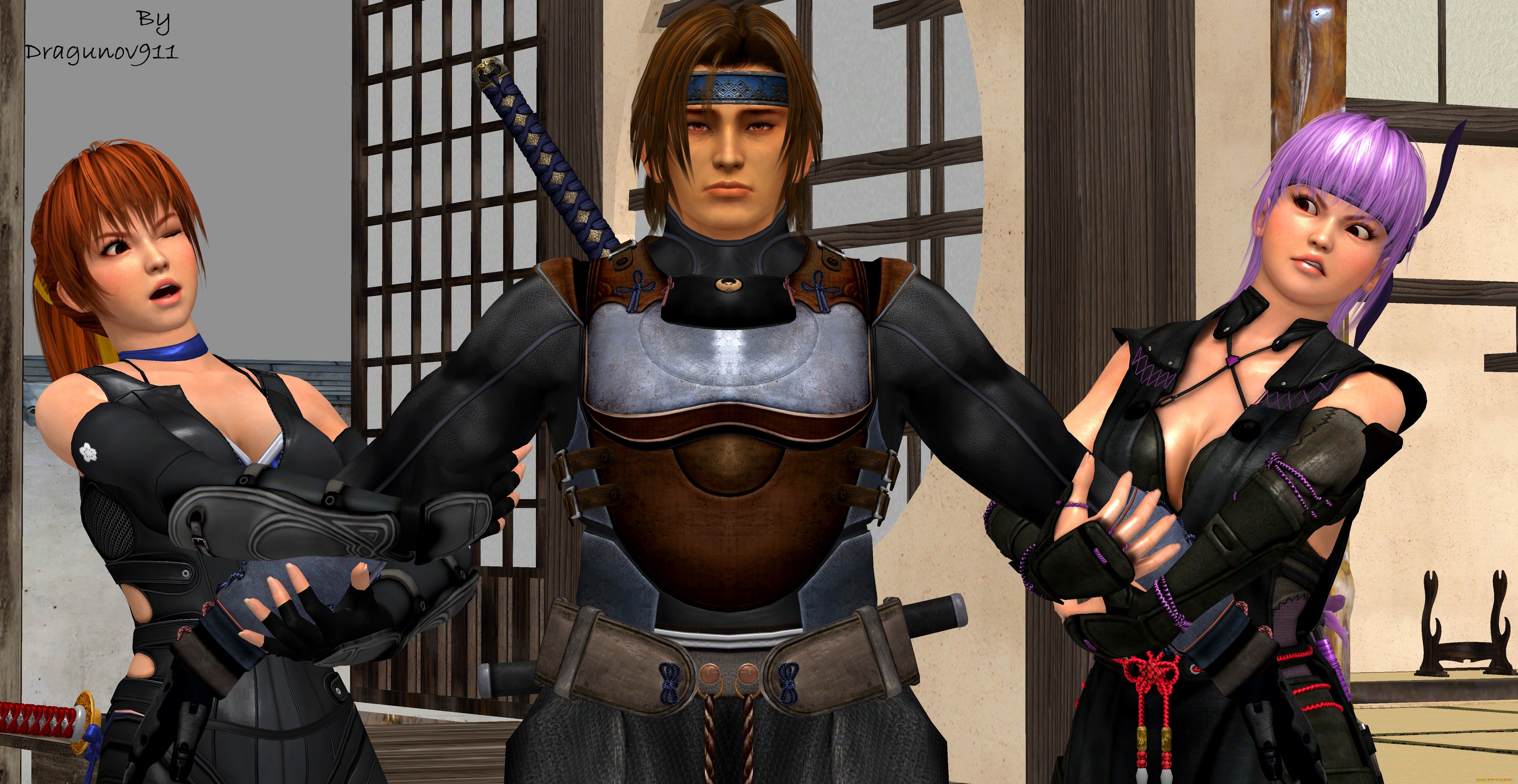 3д, графика, anime, аниме, девушки, мужчина, меч