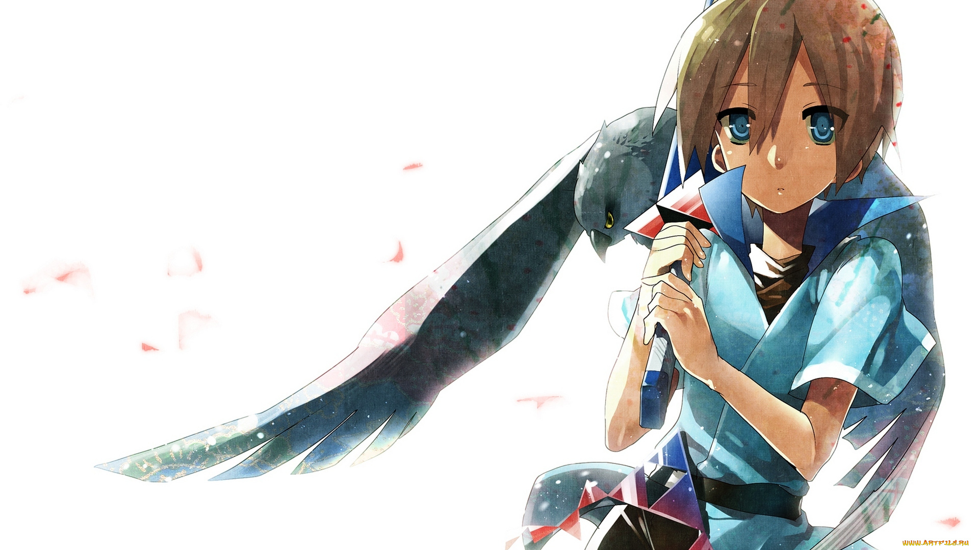 аниме, -weapon, , blood, &, technology, оружие, меч, крылья, птица, парень, ot-nm, арт