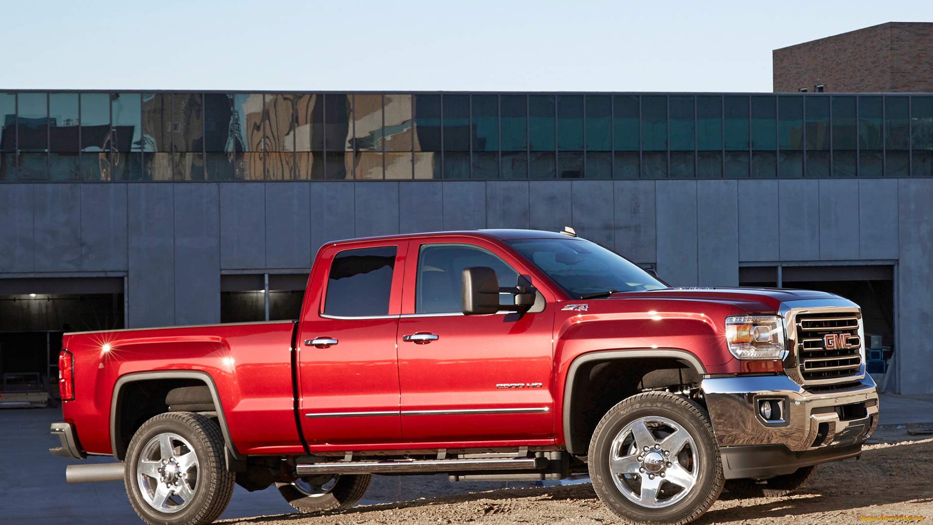 автомобили, gm-gmc, 2015г, gmc, sierra, красный, cab, double, slt, 2500, hd