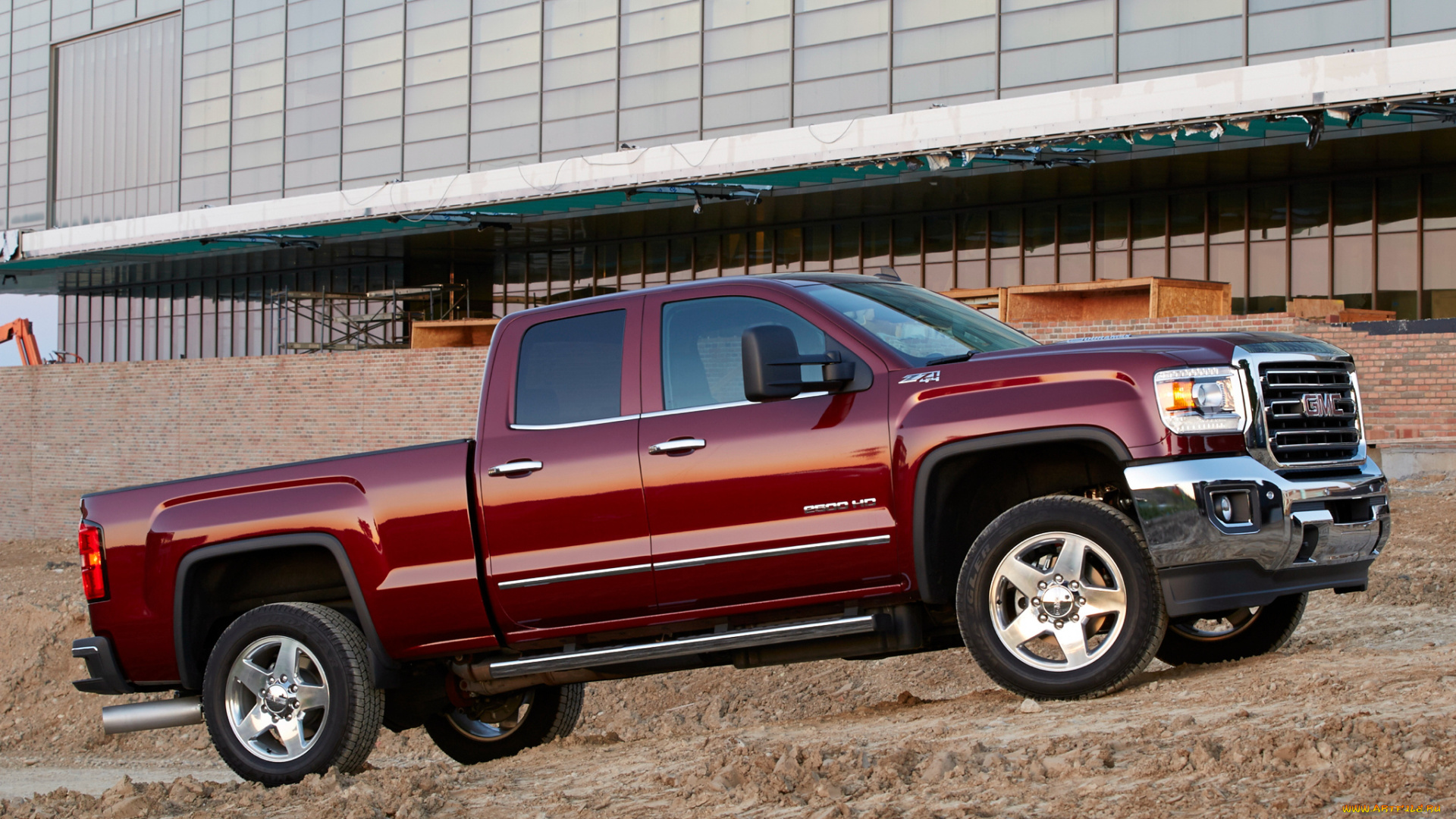 автомобили, gm-gmc, cab, double, slt, 2500, hd, gmc, sierra, красный, 2015г